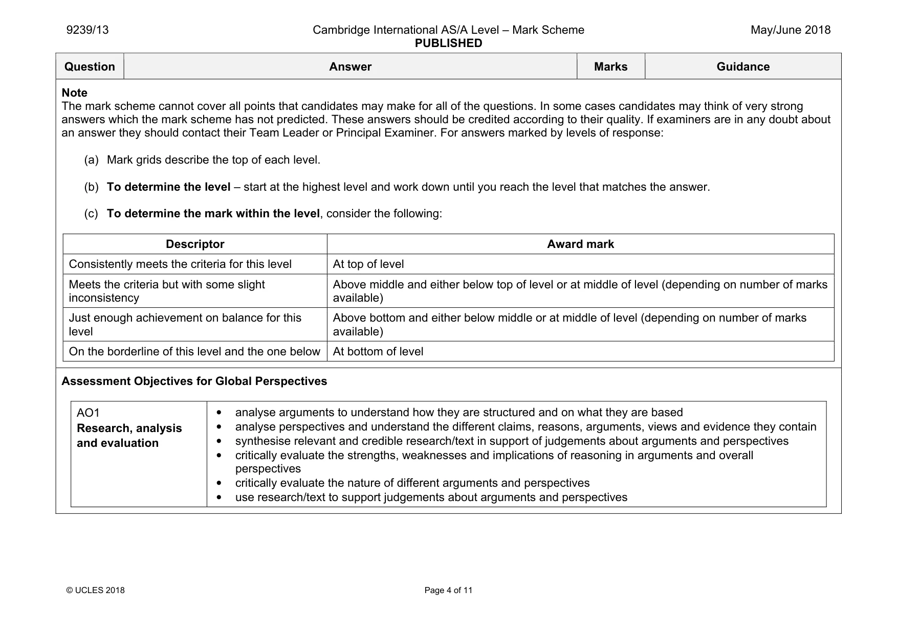 Mark scheme, page 4 of 11