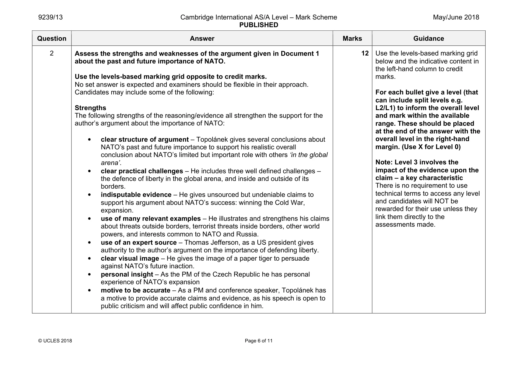 Mark scheme, page 6 of 11