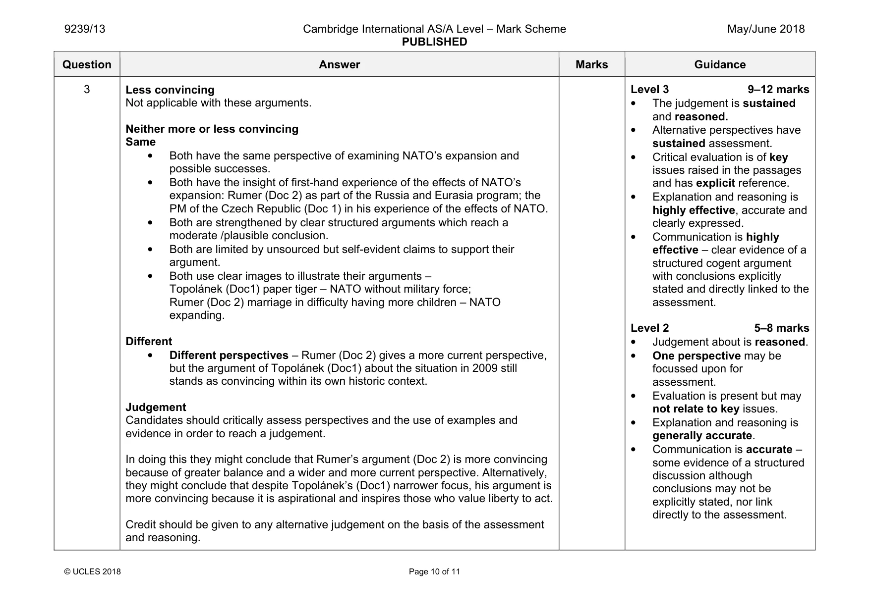 Mark scheme, page 10 of 11