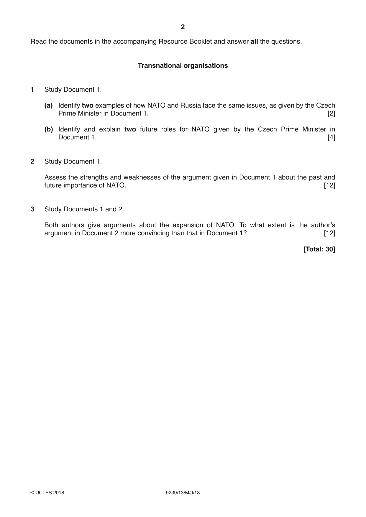 Cambridge A Level Global Perspectives and Research 9239 2018 May/June Paper 1 · Variant 3 question paper, page 2 of 4
