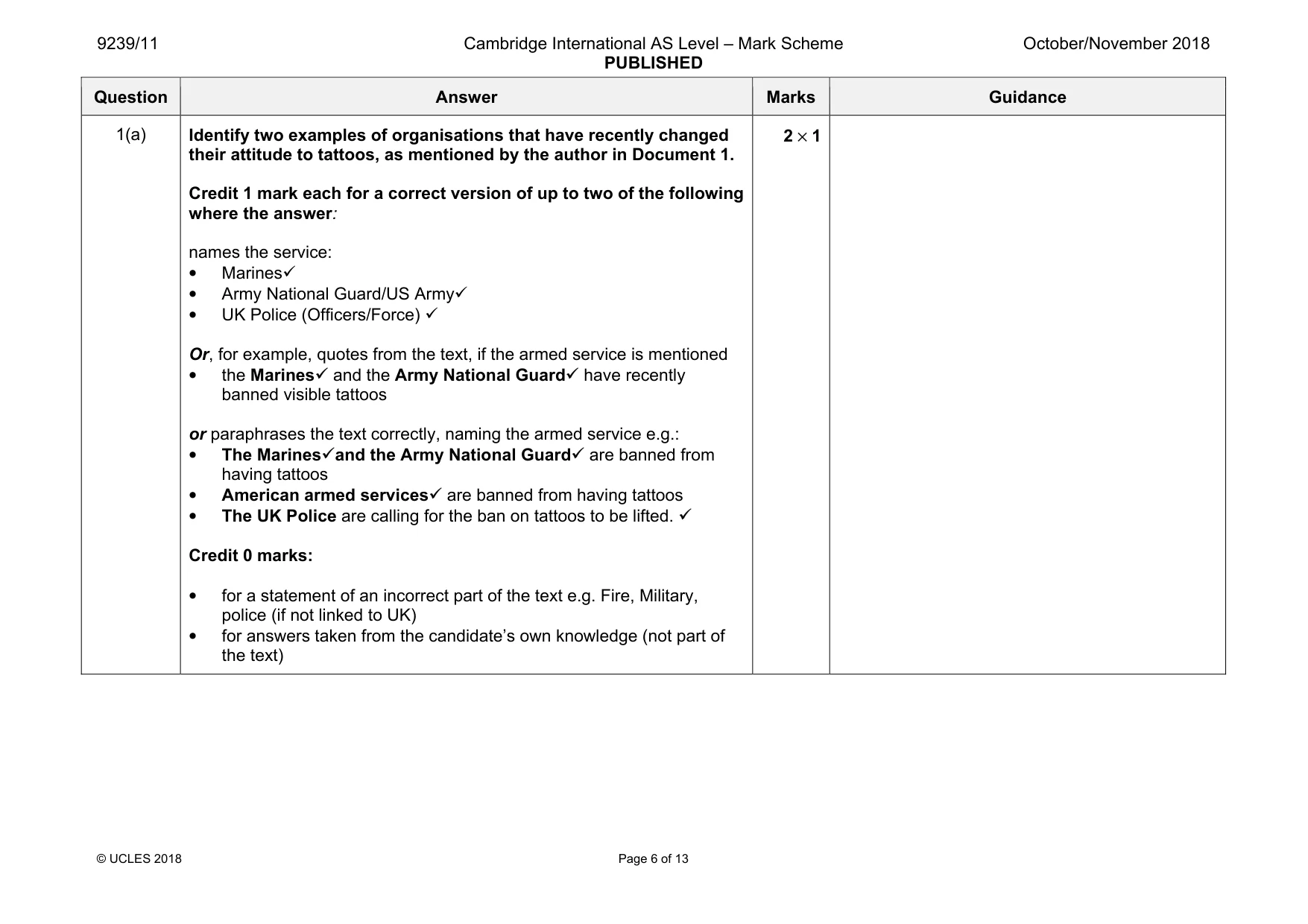 Mark scheme, page 6 of 13