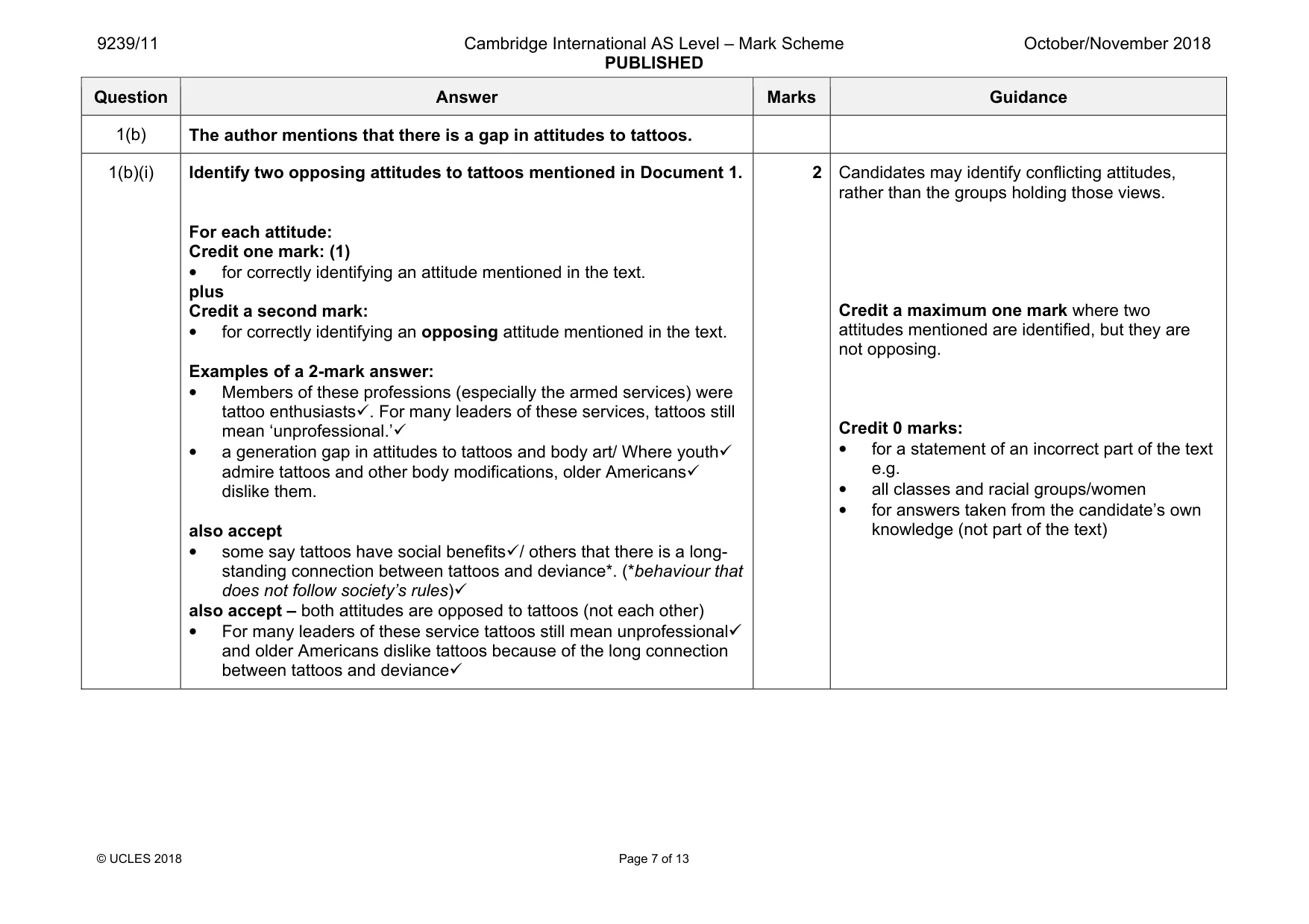 Mark scheme, page 7 of 13