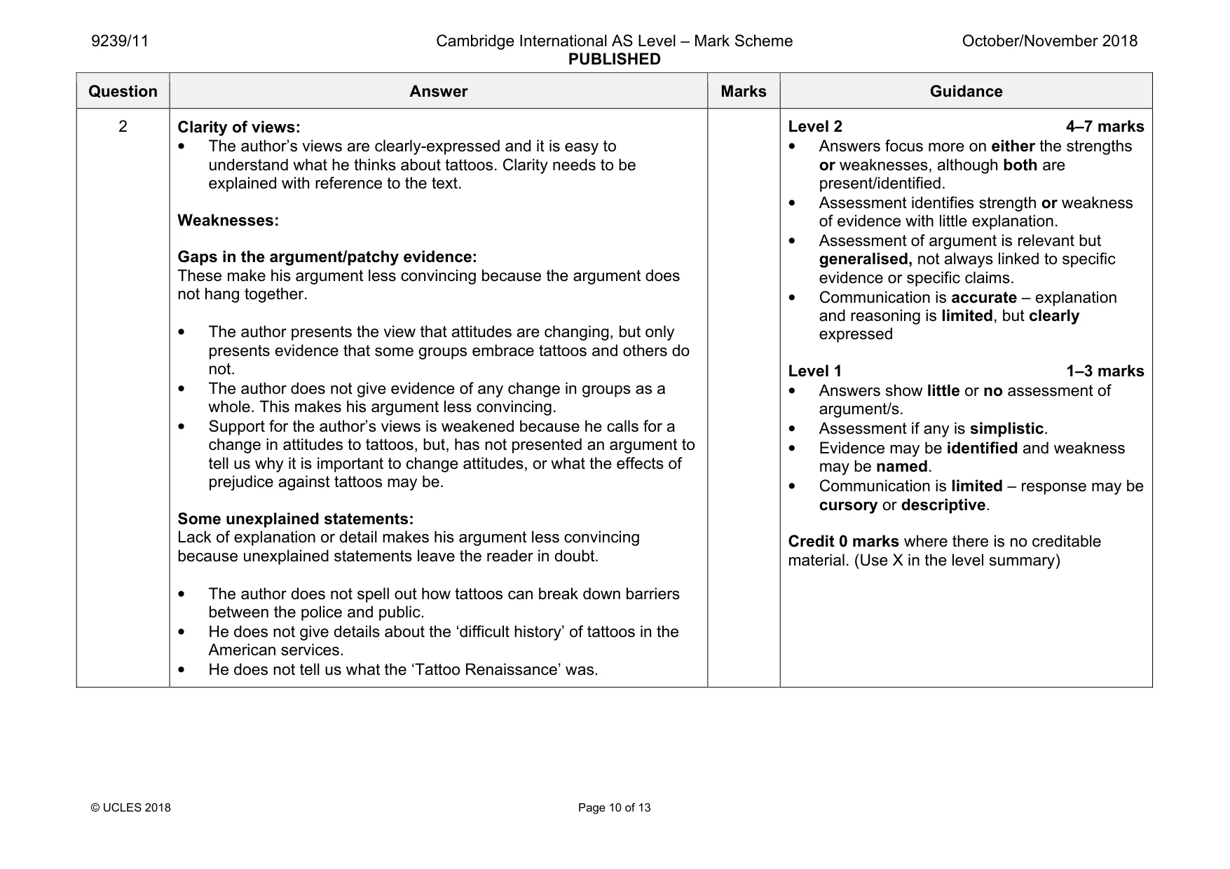 Mark scheme, page 10 of 13