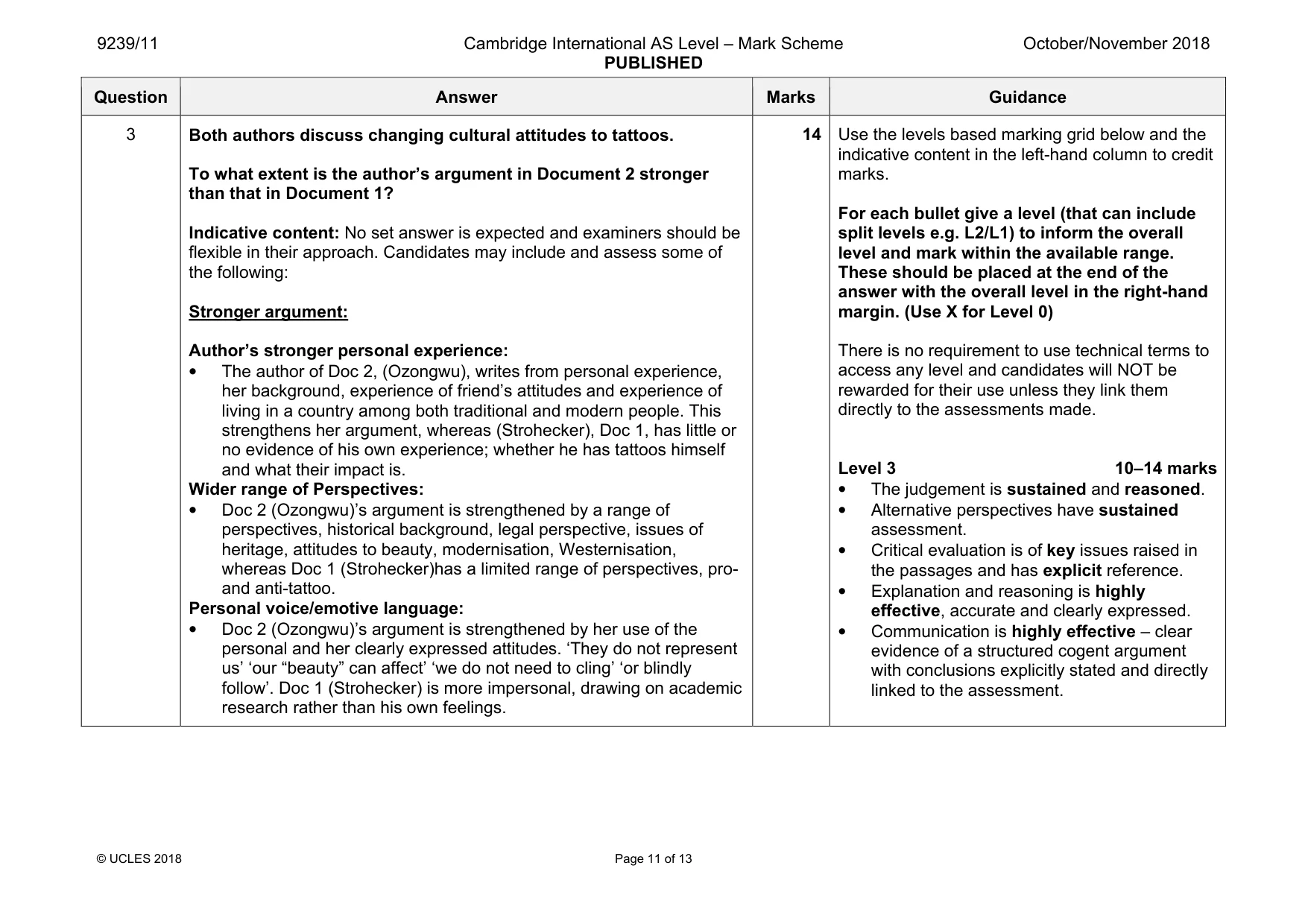 Mark scheme, page 11 of 13