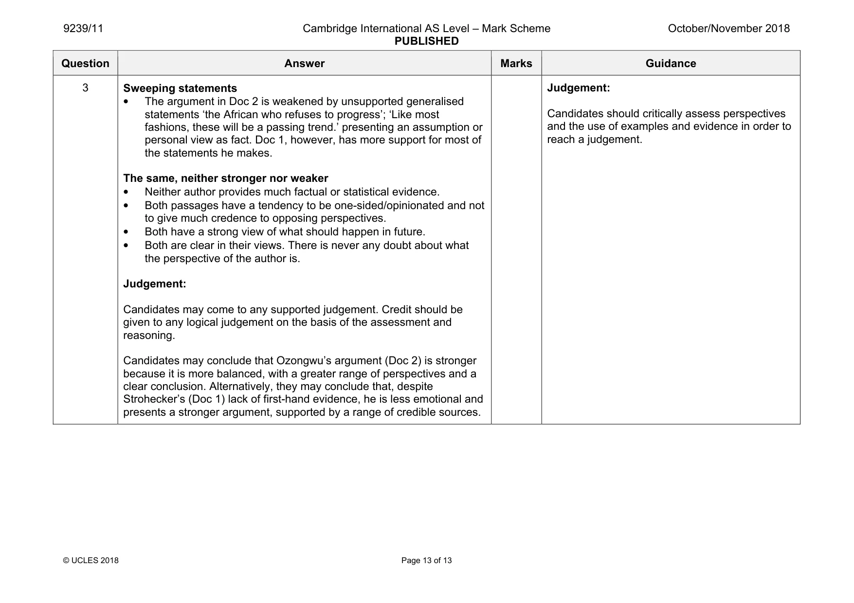 Mark scheme, page 13 of 13