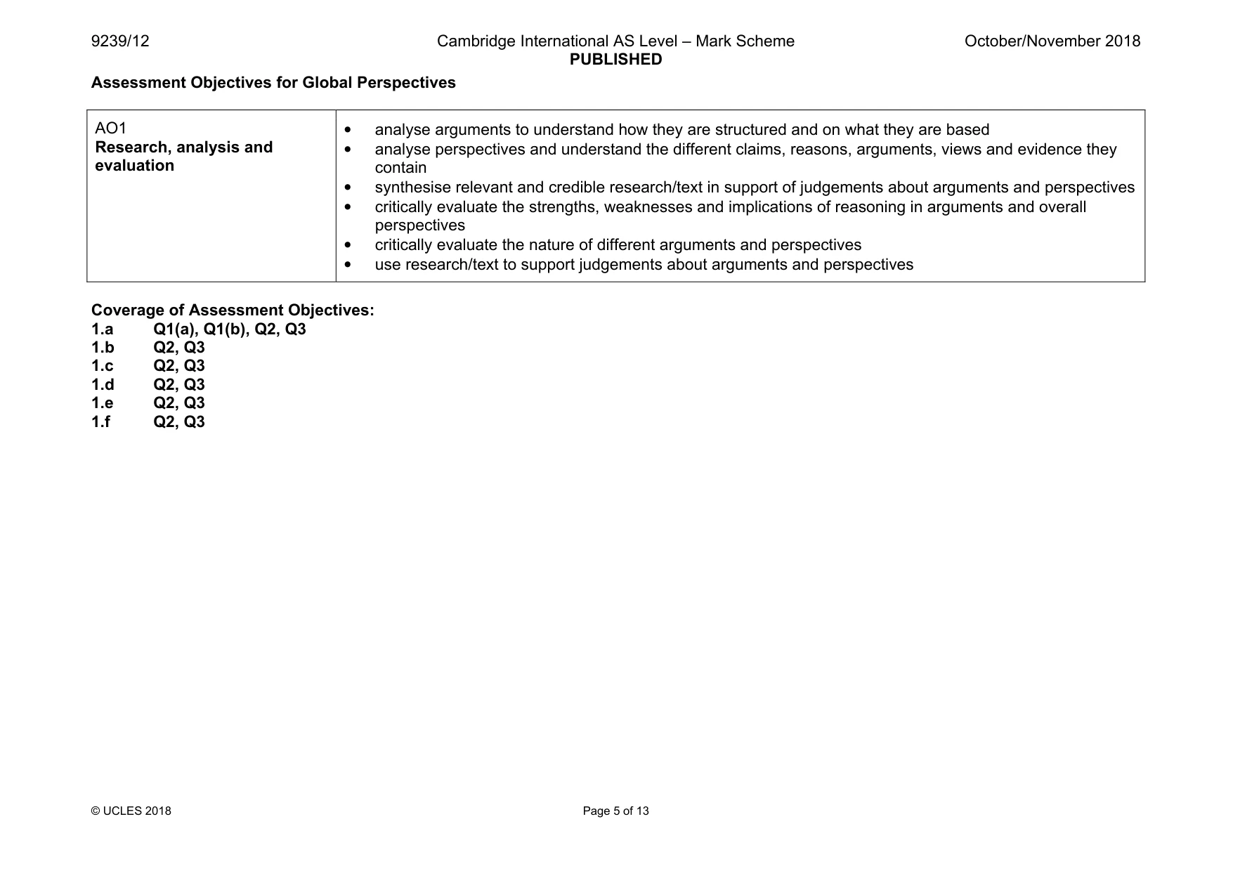Mark scheme, page 5 of 13