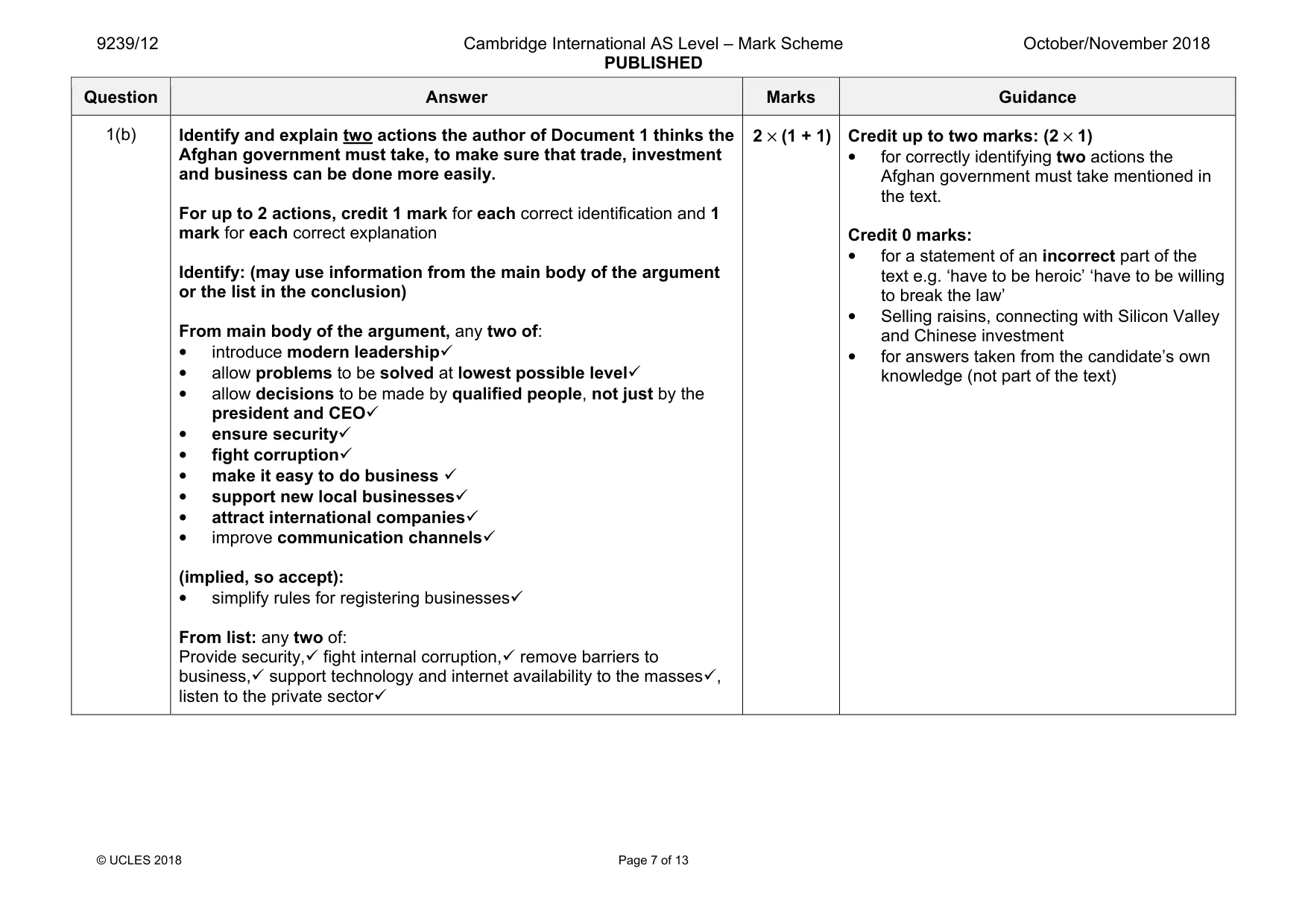 Mark scheme, page 7 of 13