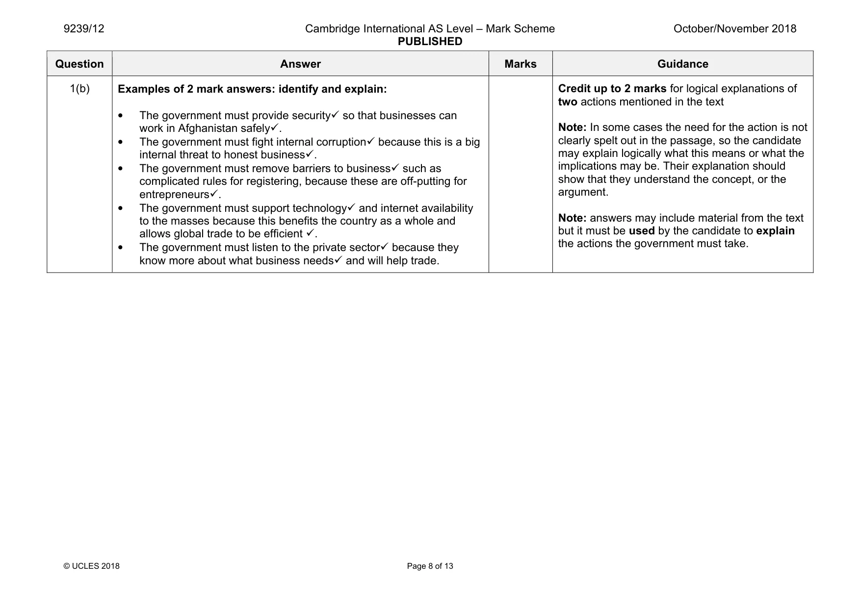 Mark scheme, page 8 of 13