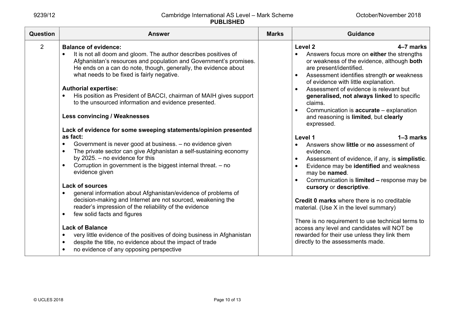 Mark scheme, page 10 of 13