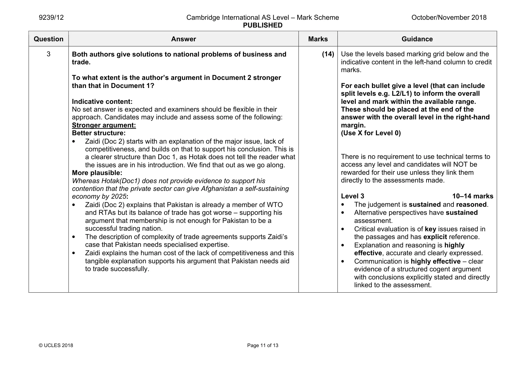 Mark scheme, page 11 of 13