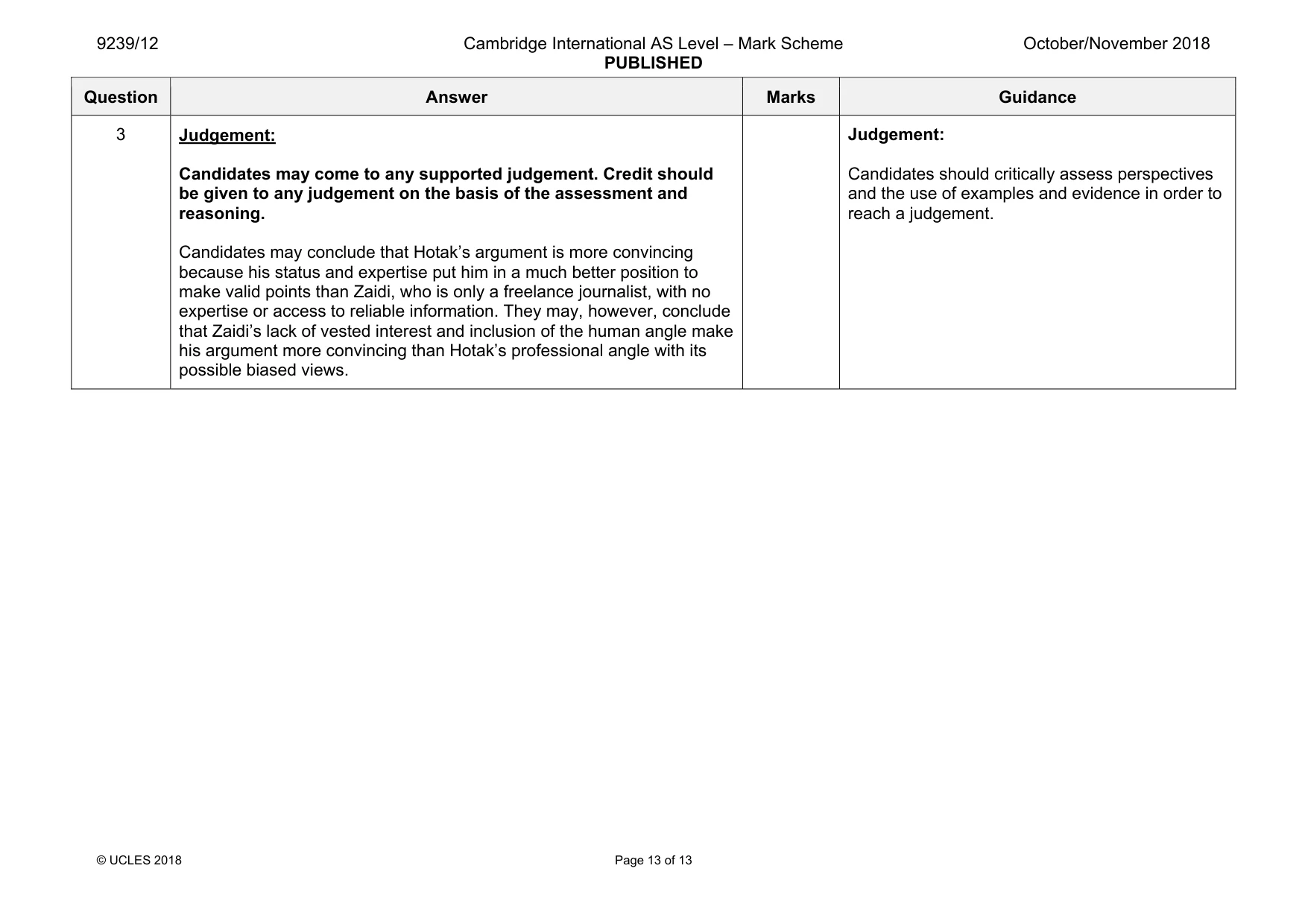Mark scheme, page 13 of 13