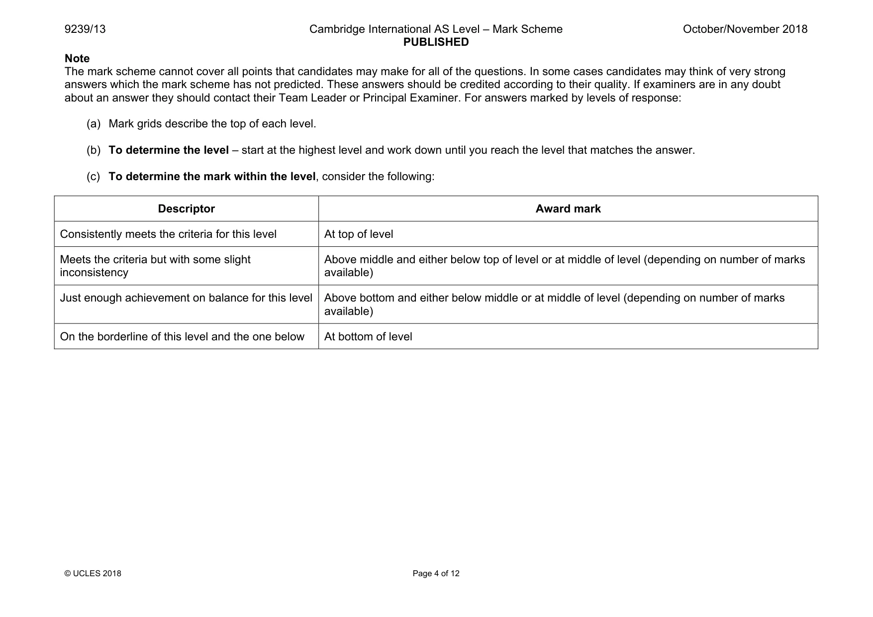 Mark scheme, page 4 of 12