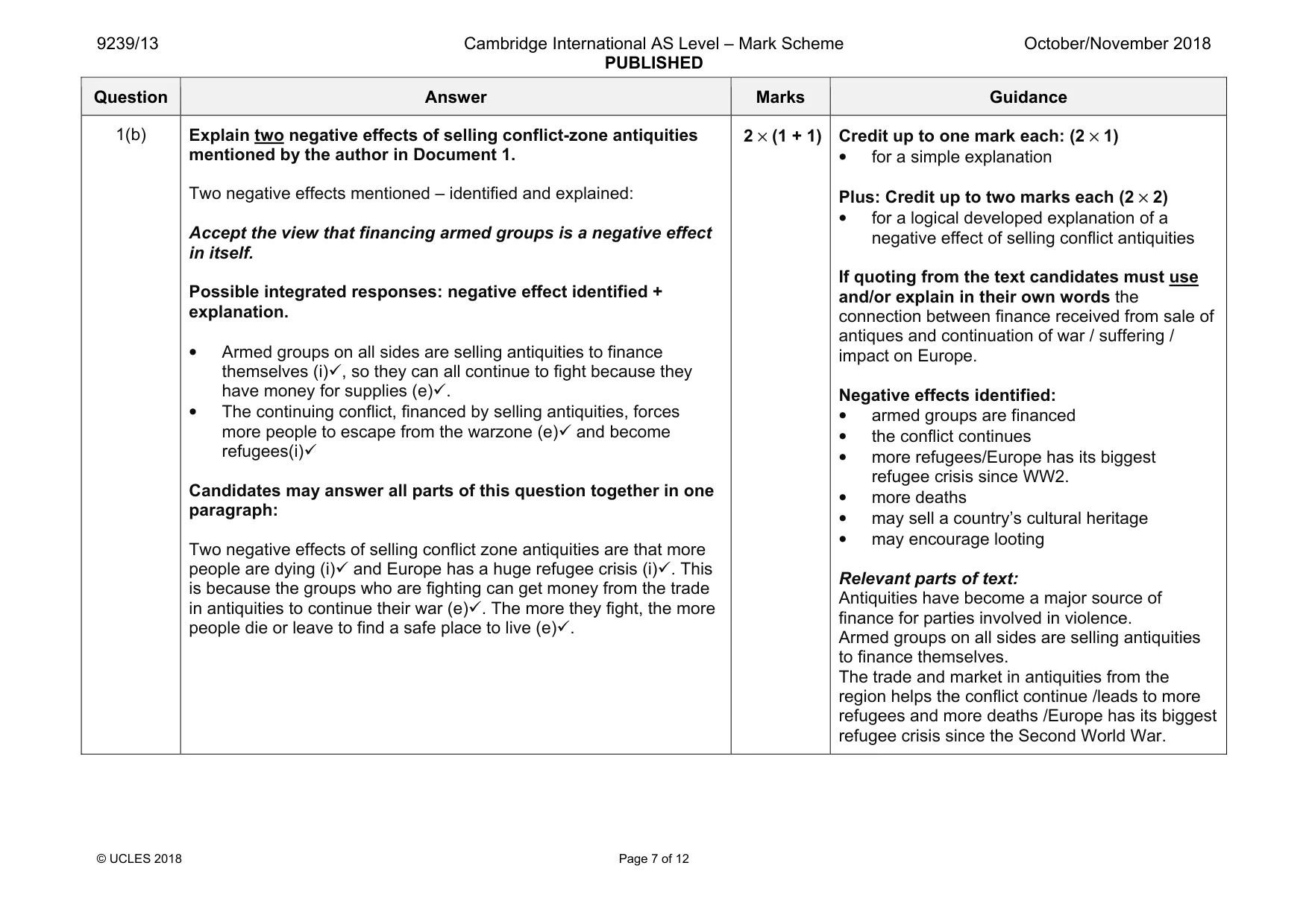 Mark scheme, page 7 of 12