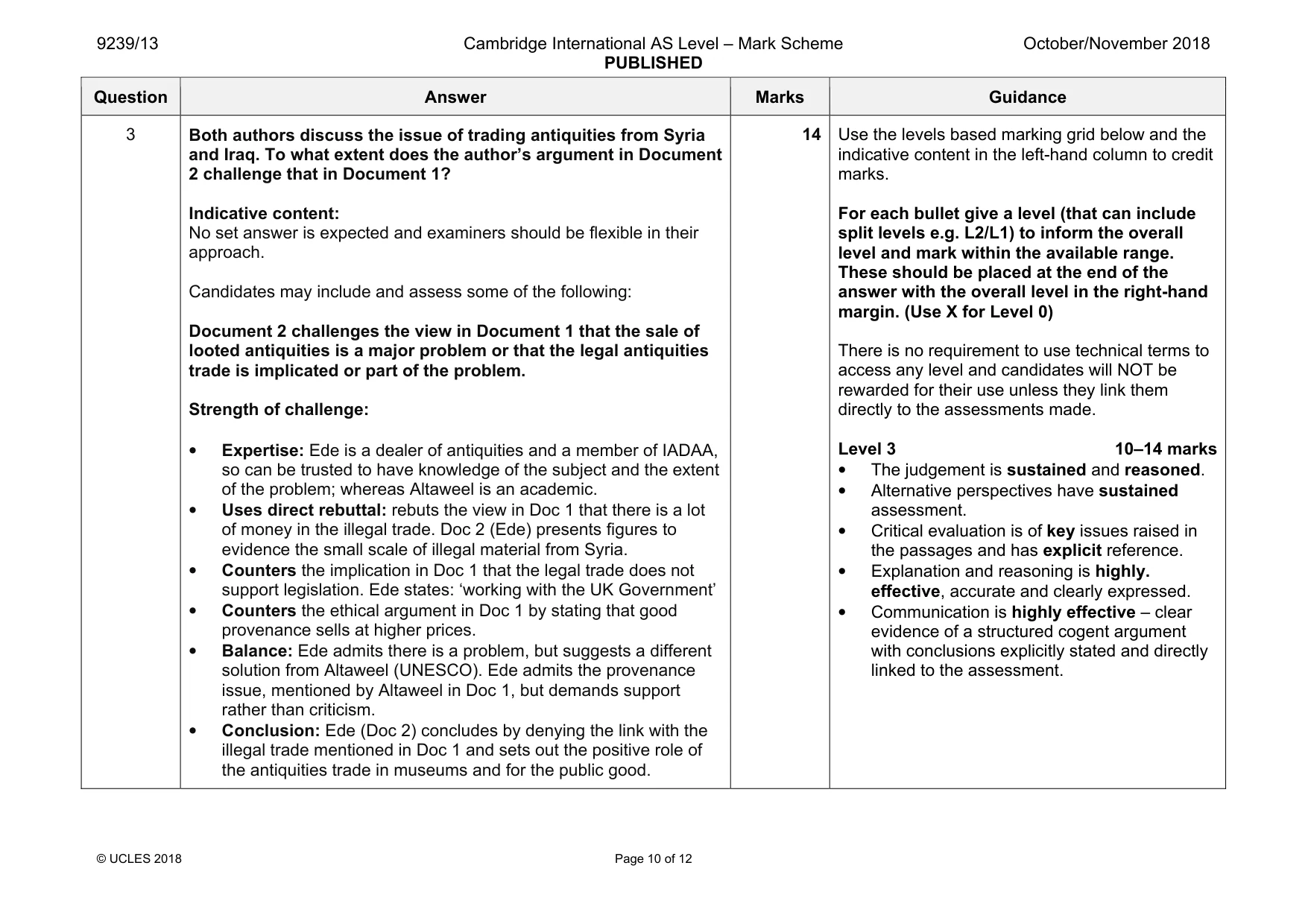 Mark scheme, page 10 of 12