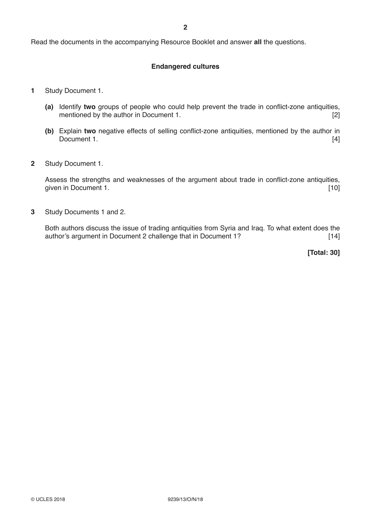 Cambridge A Level Global Perspectives and Research 9239 2018 Oct/Nov Paper 1 · Variant 3 question paper, page 2 of 4