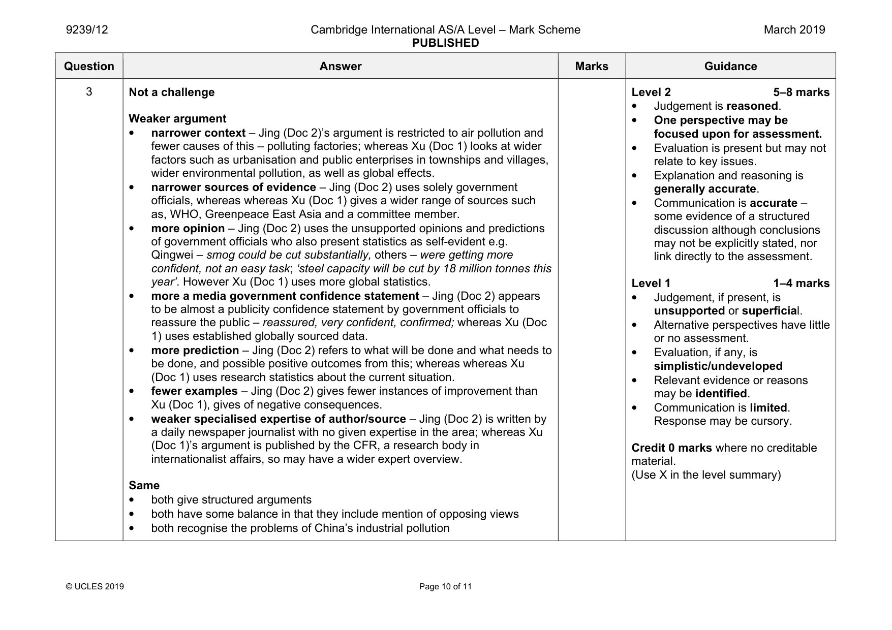 Mark scheme, page 10 of 11