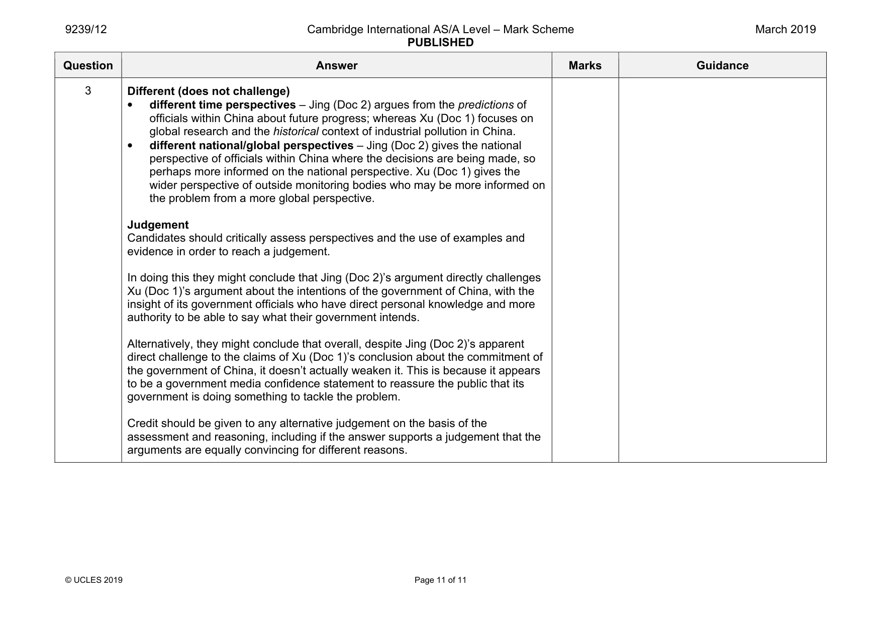 Mark scheme, page 11 of 11