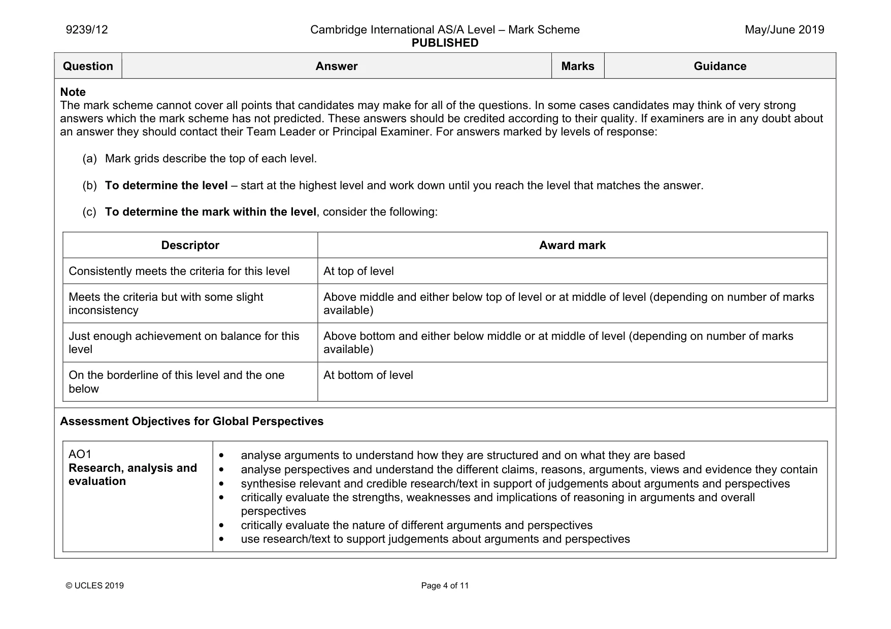 Mark scheme, page 4 of 11