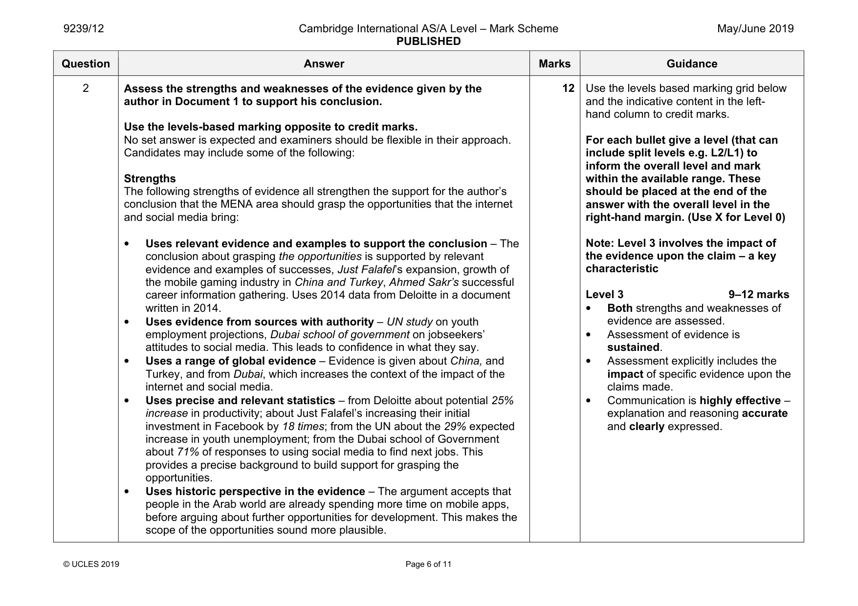 Mark scheme, page 6 of 11