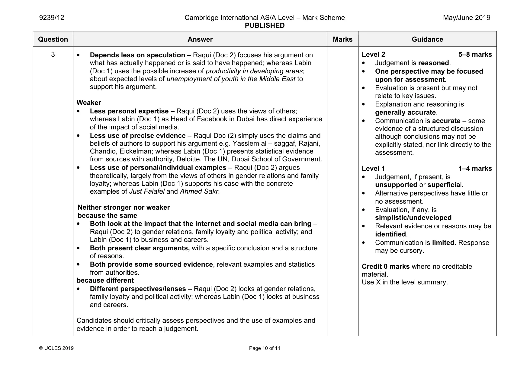 Mark scheme, page 10 of 11