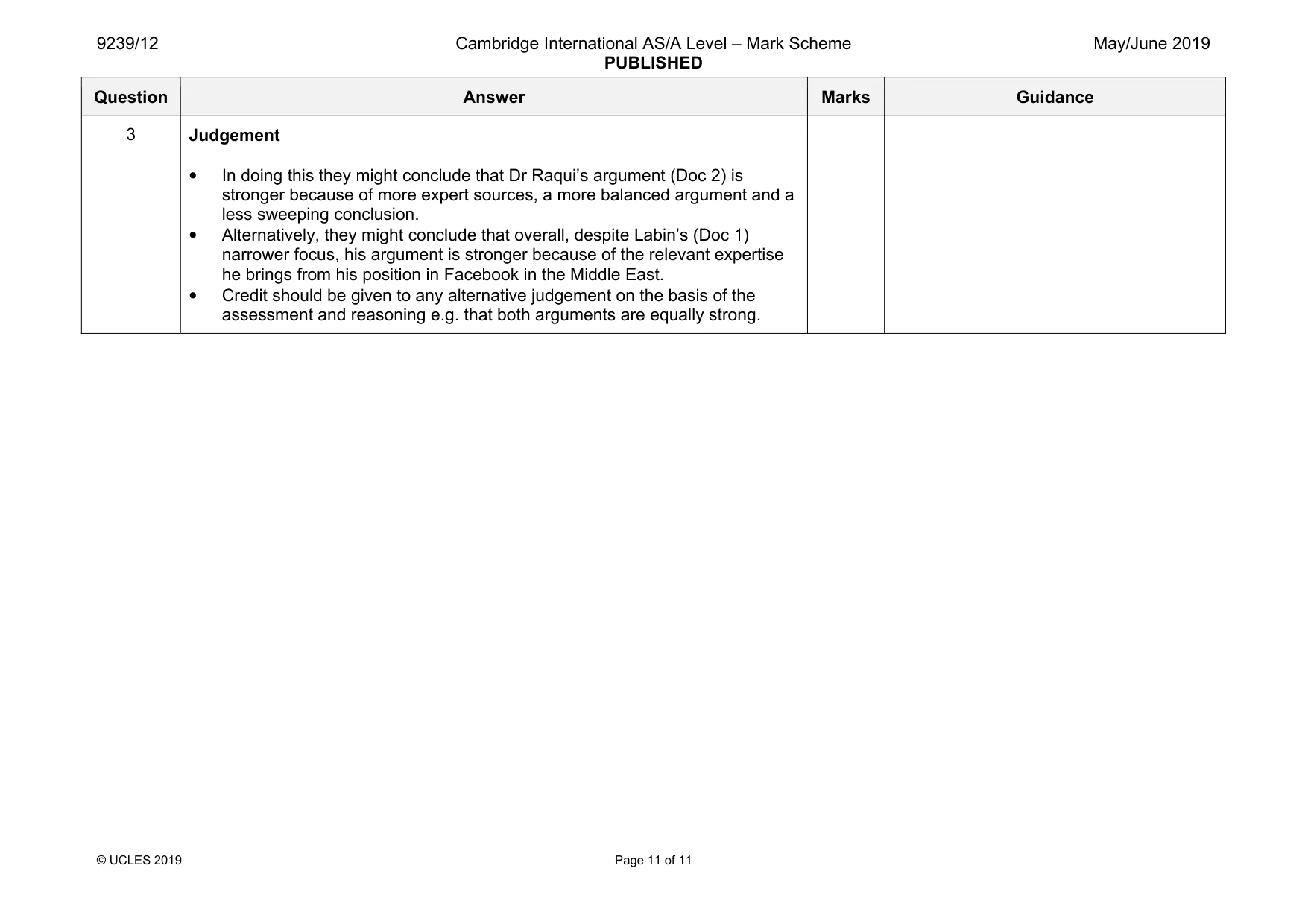 Mark scheme, page 11 of 11