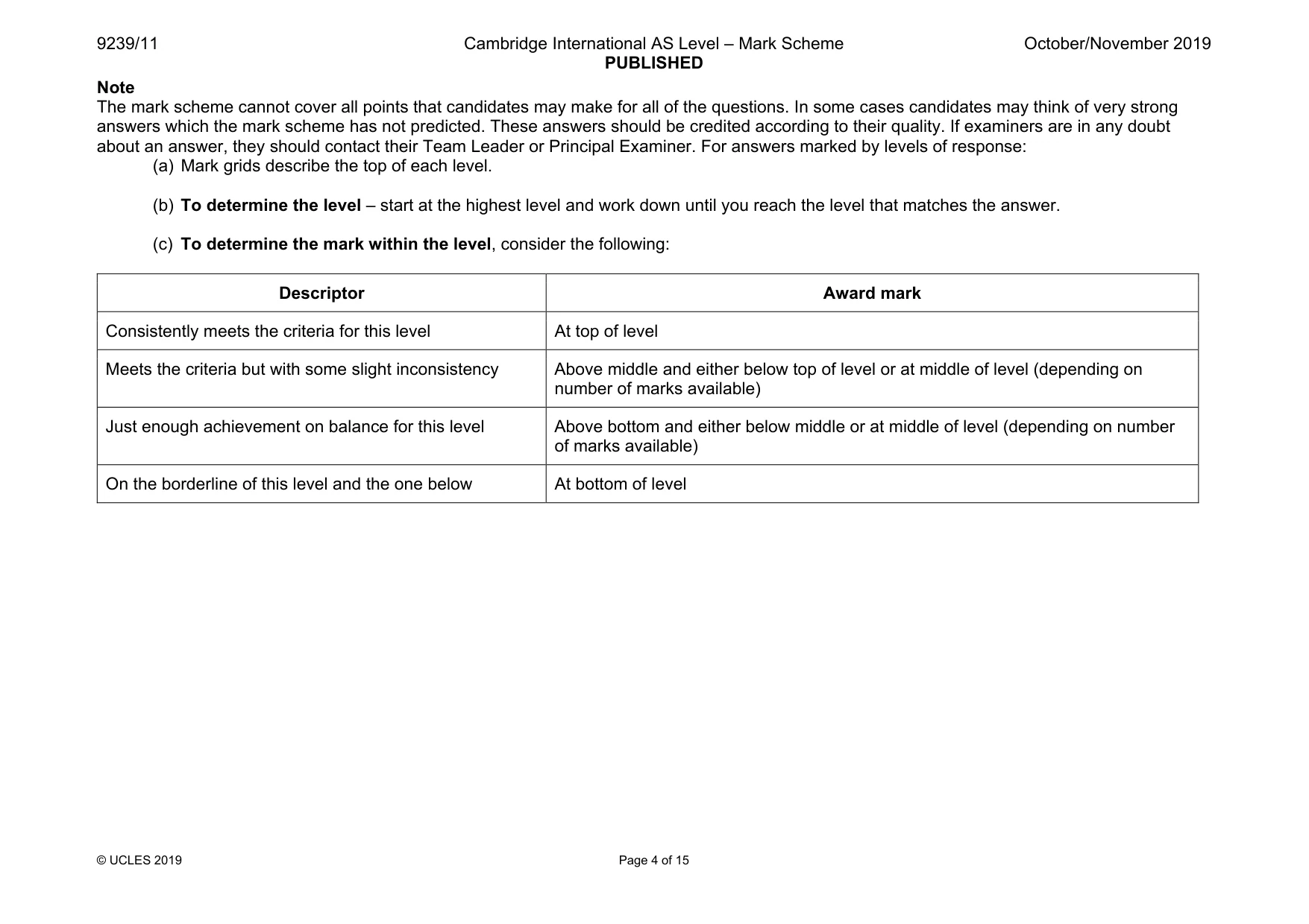 Mark scheme, page 4 of 15