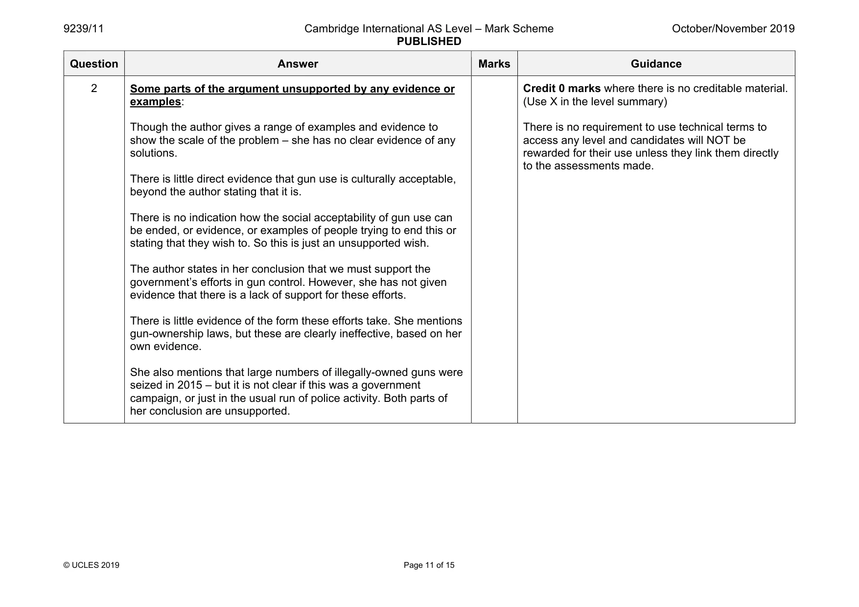 Mark scheme, page 11 of 15