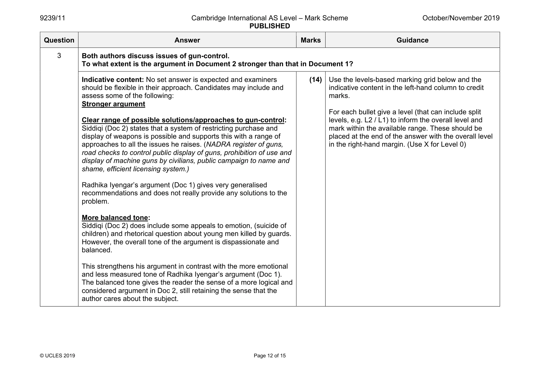 Mark scheme, page 12 of 15