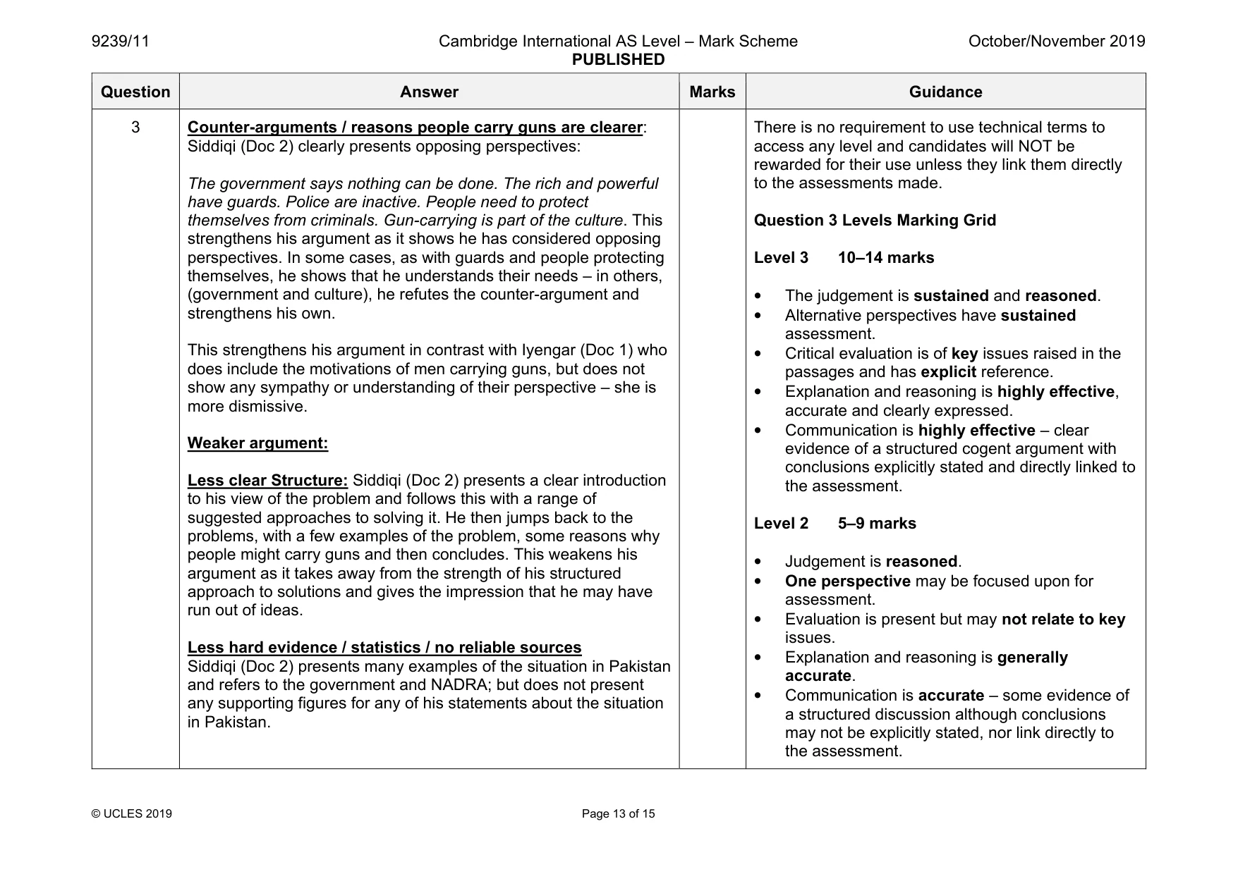 Mark scheme, page 13 of 15