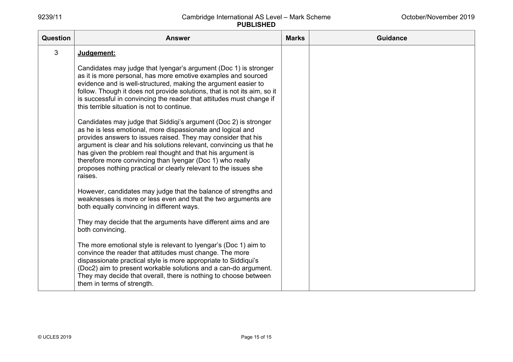 Mark scheme, page 15 of 15