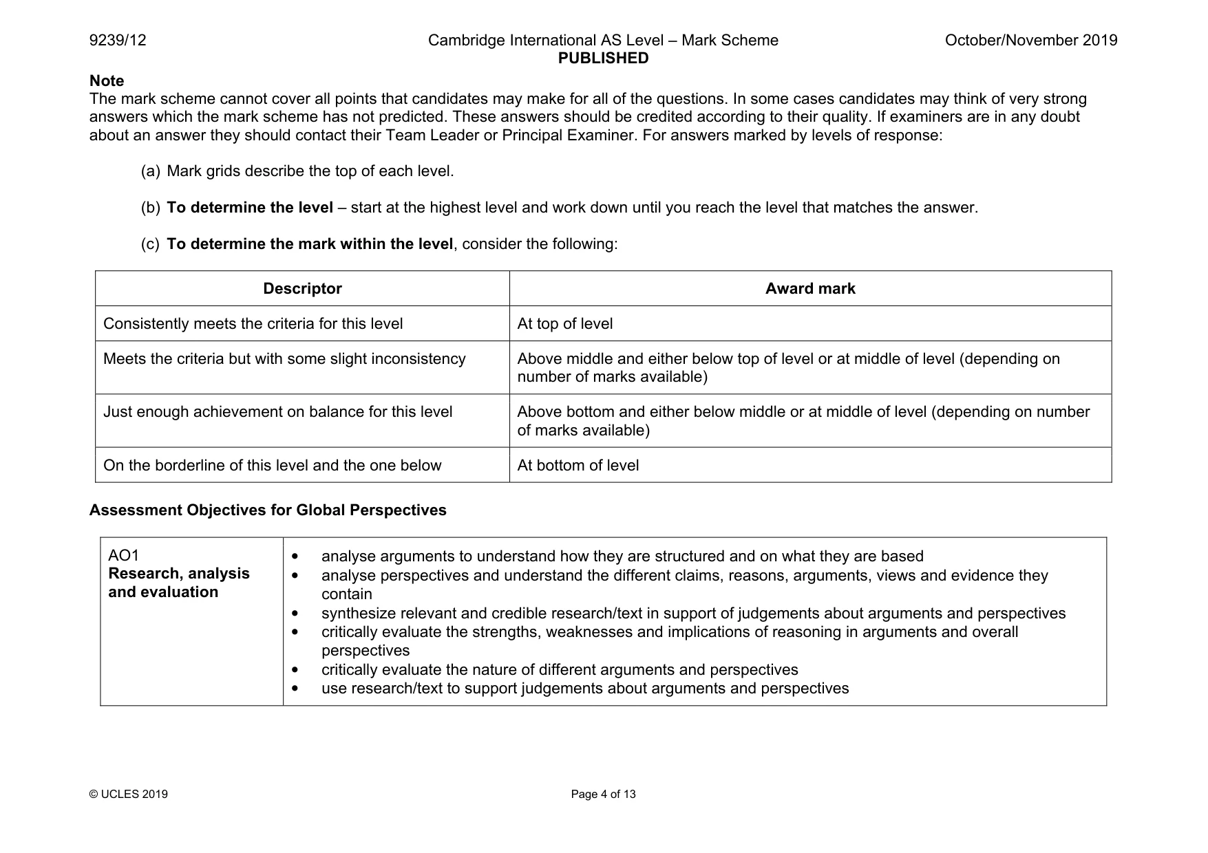 Mark scheme, page 4 of 13