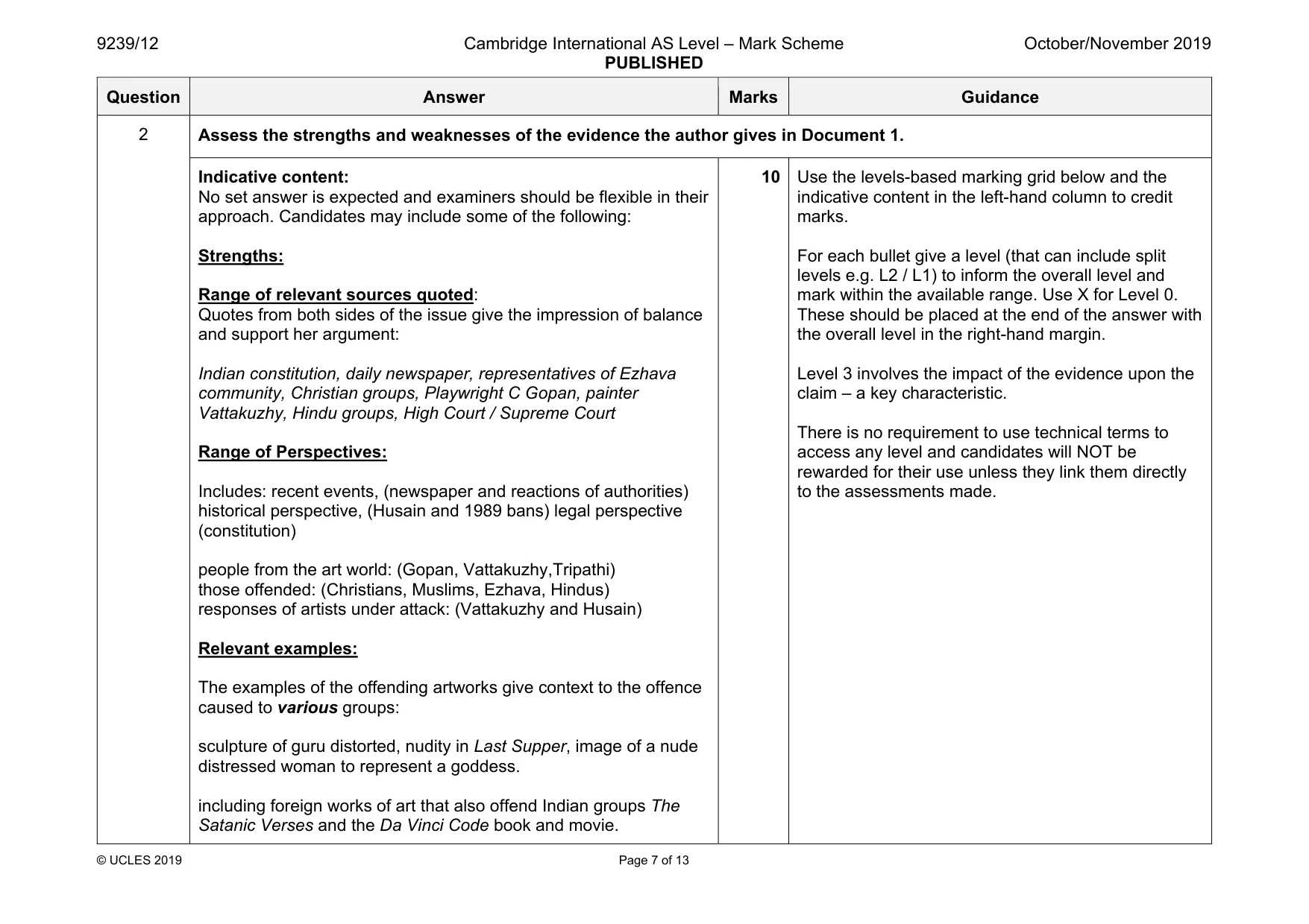 Mark scheme, page 7 of 13