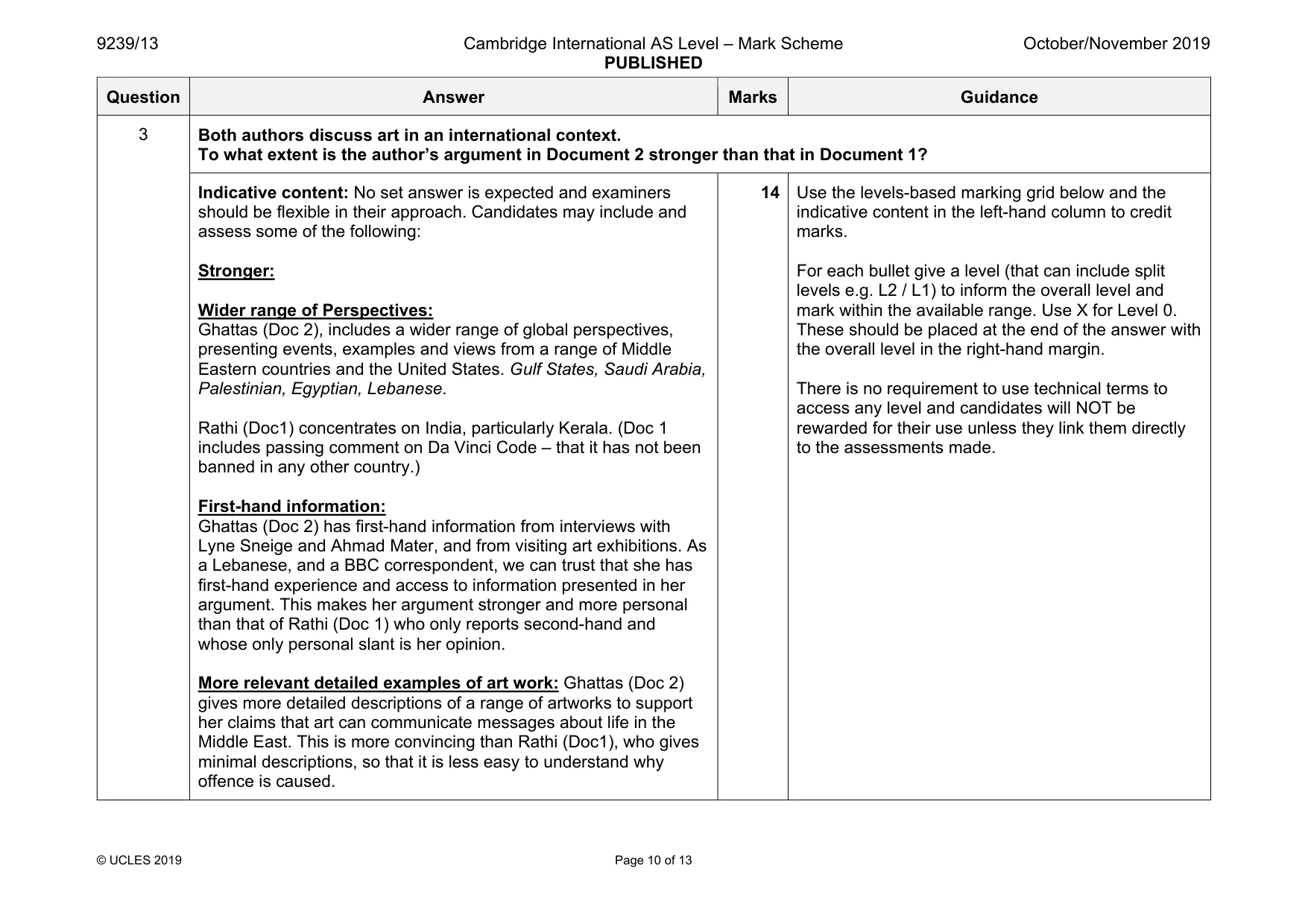 Mark scheme, page 10 of 13