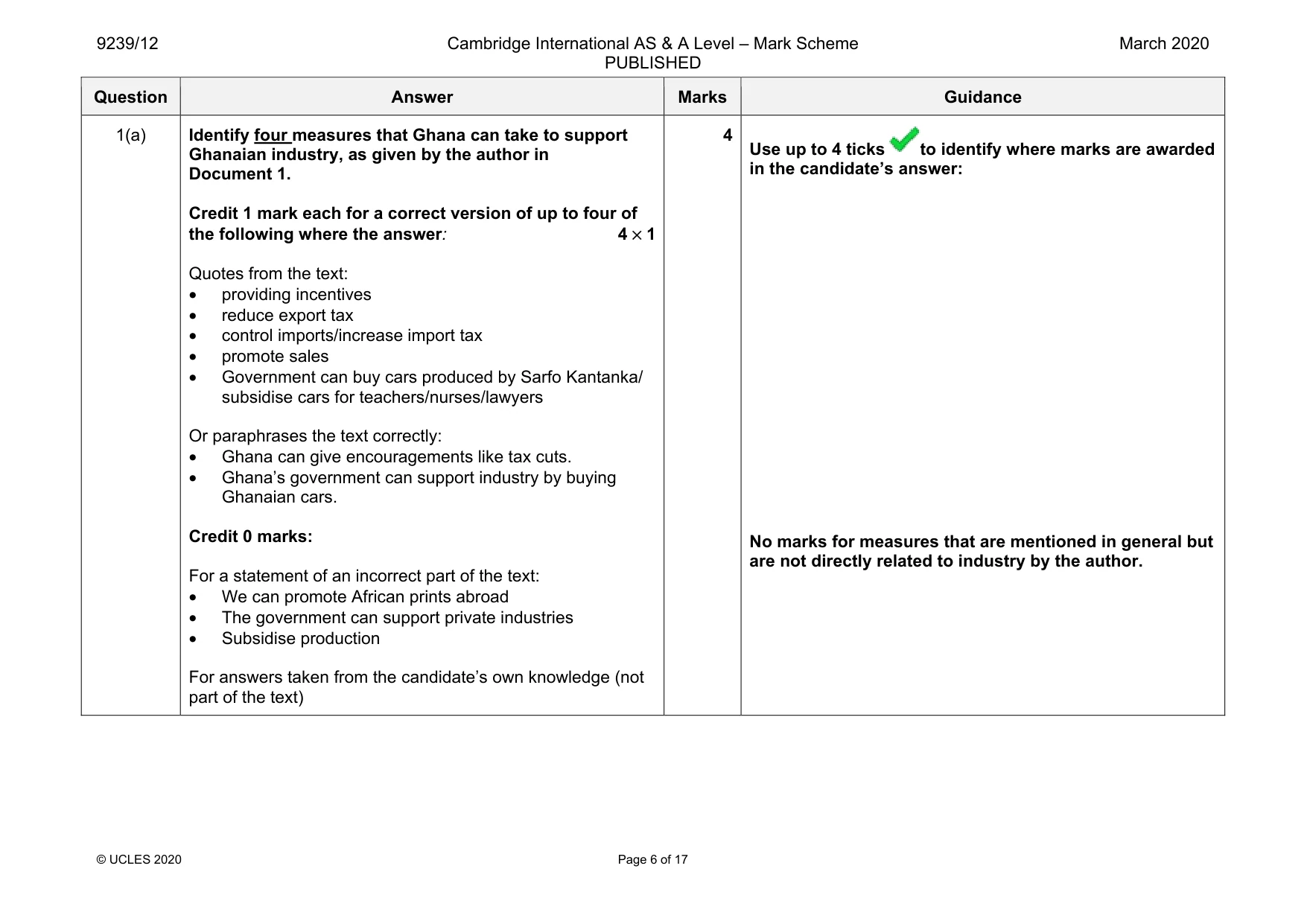 Mark scheme, page 6 of 17