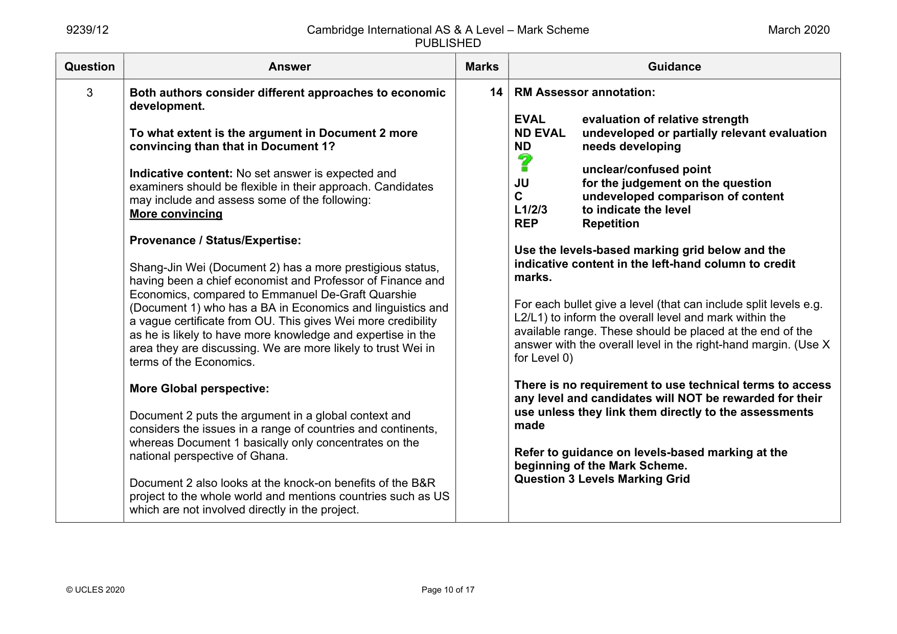 Mark scheme, page 10 of 17
