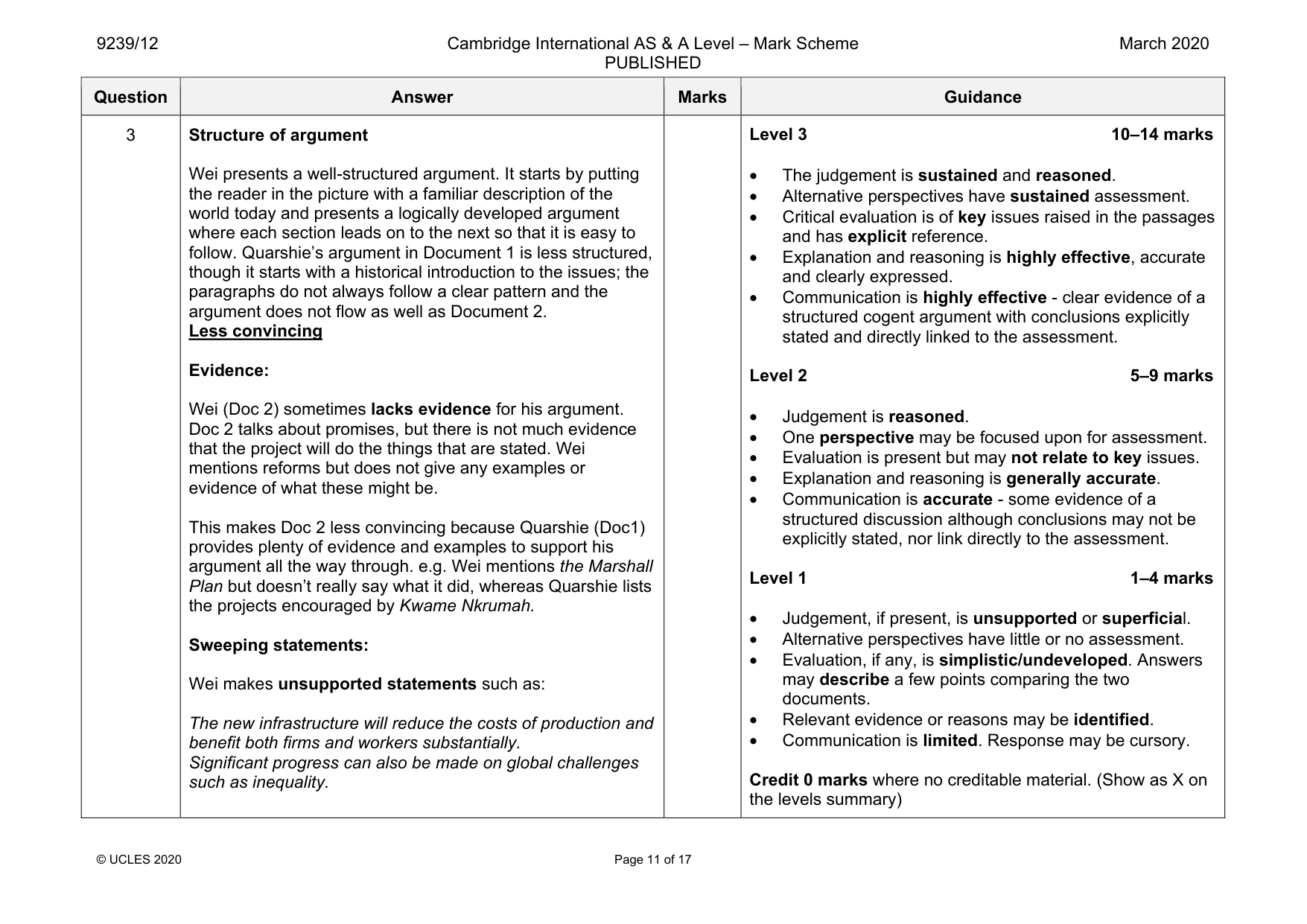 Mark scheme, page 11 of 17