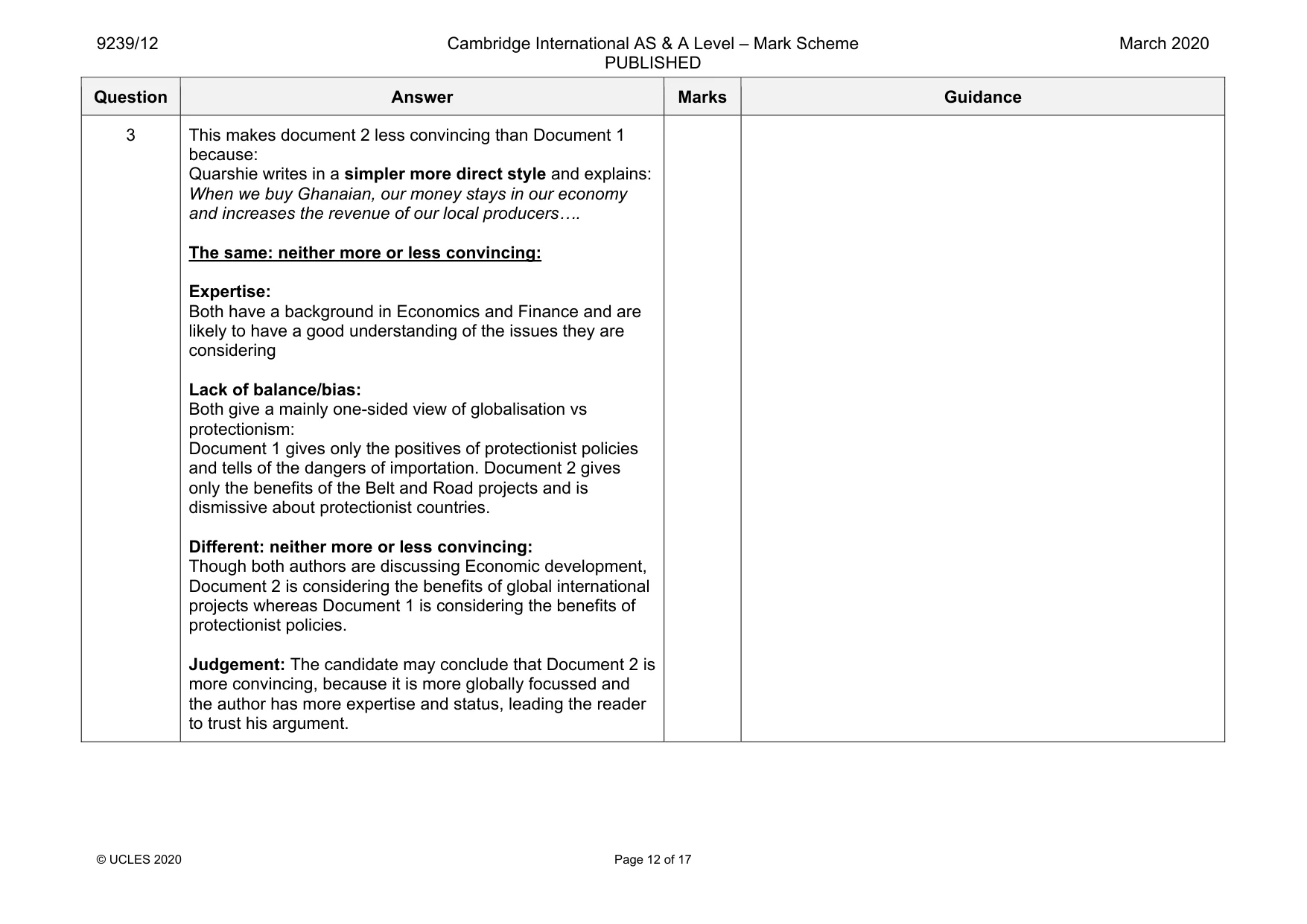 Mark scheme, page 12 of 17