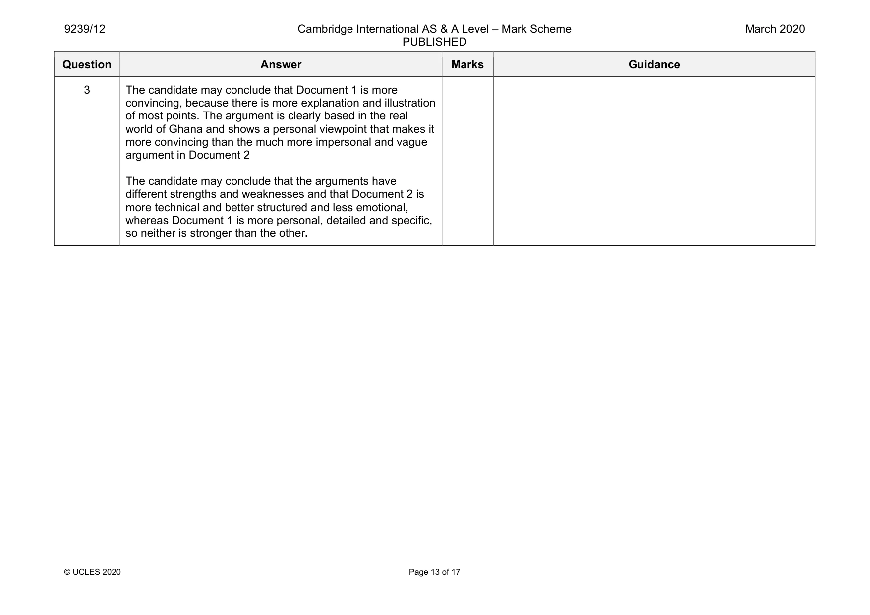 Mark scheme, page 13 of 17