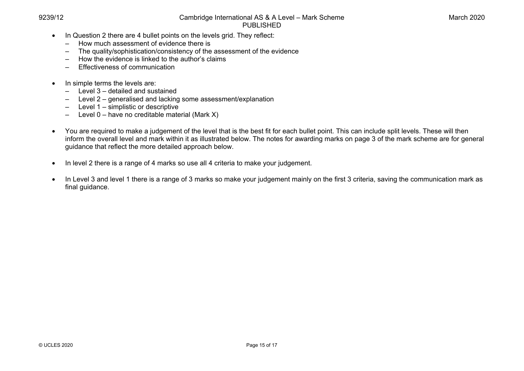 Mark scheme, page 15 of 17