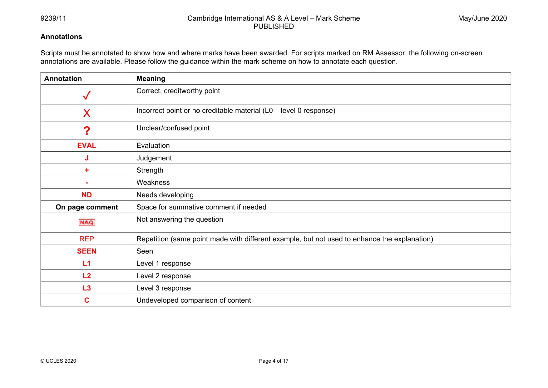 Mark scheme, page 4 of 17