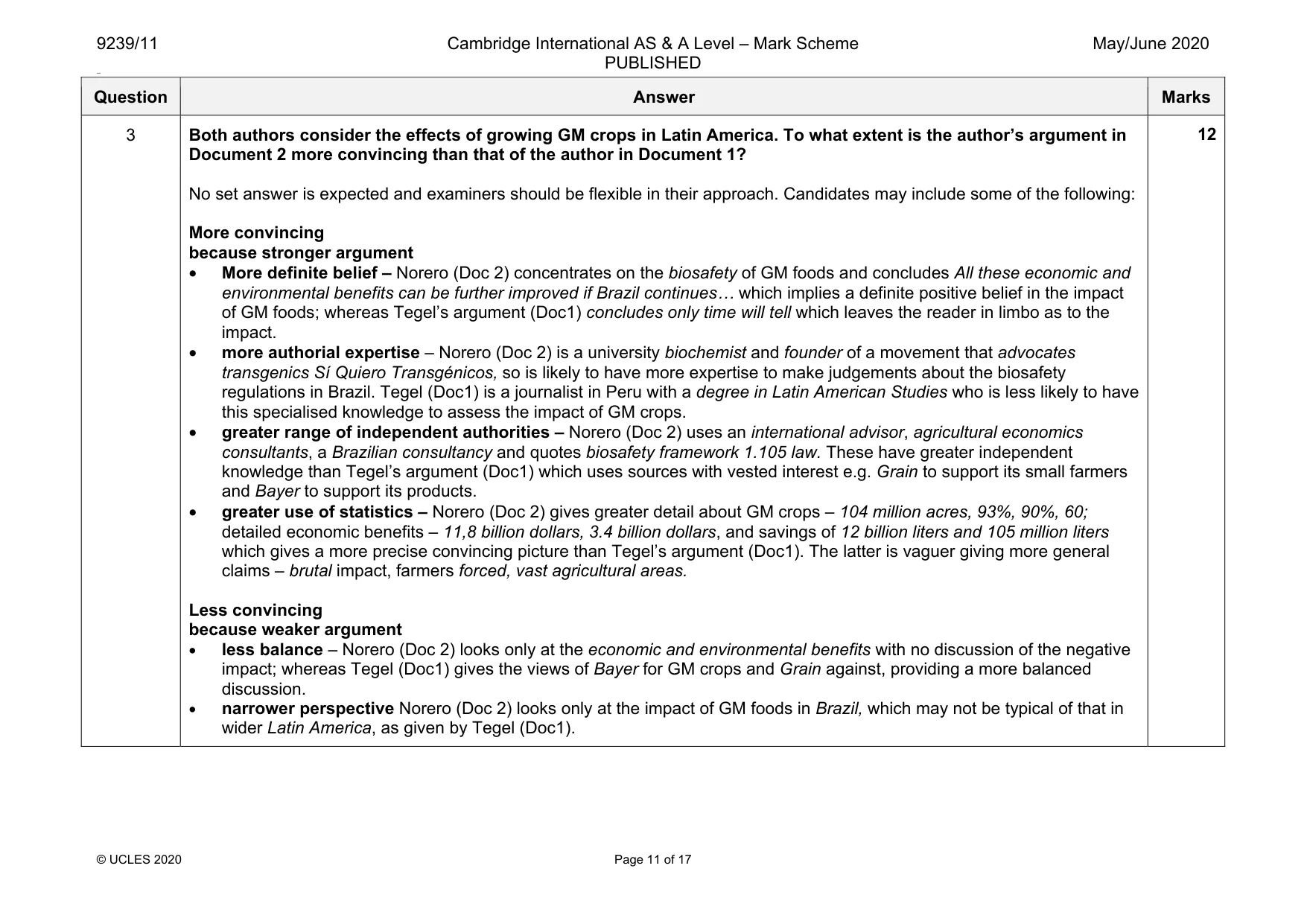 Mark scheme, page 11 of 17