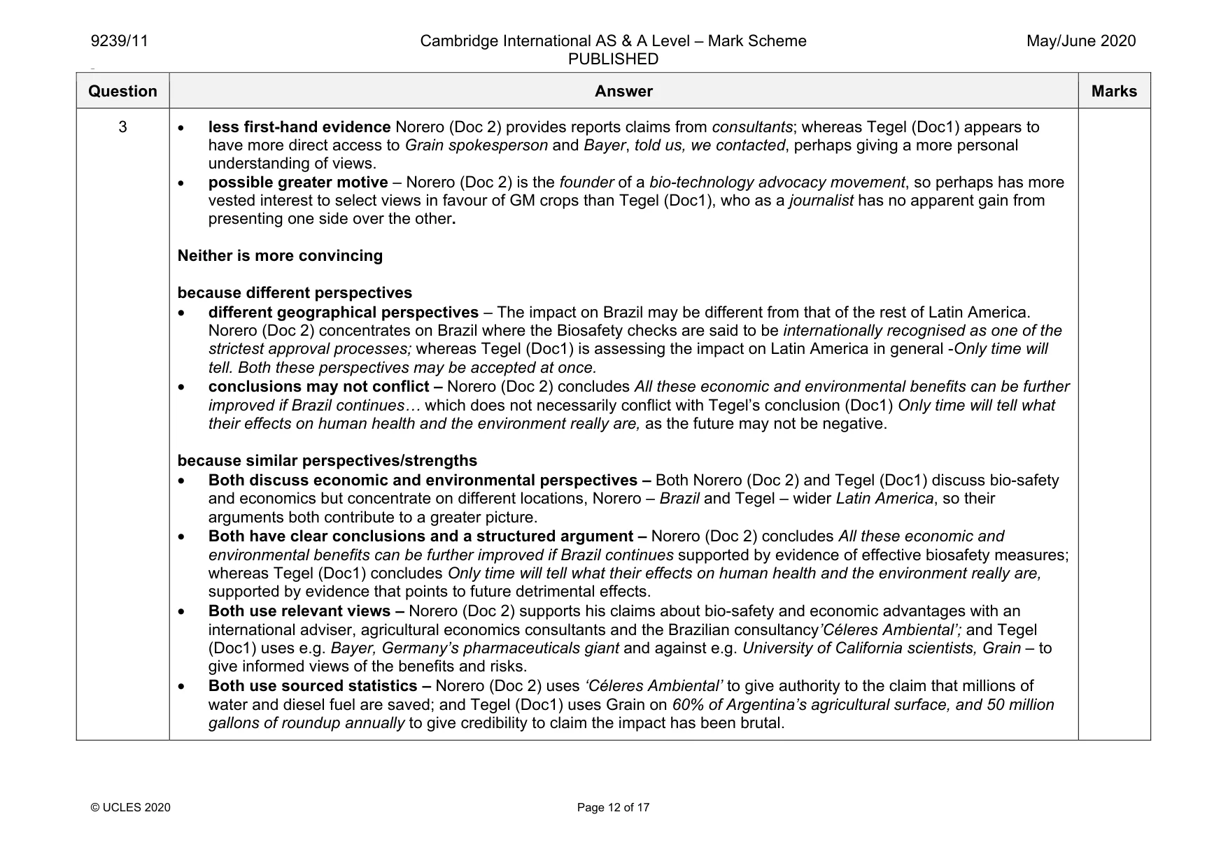 Mark scheme, page 12 of 17