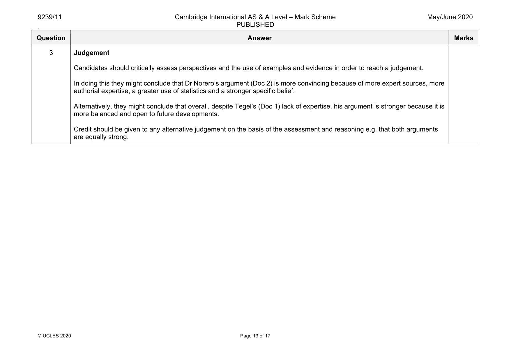Mark scheme, page 13 of 17