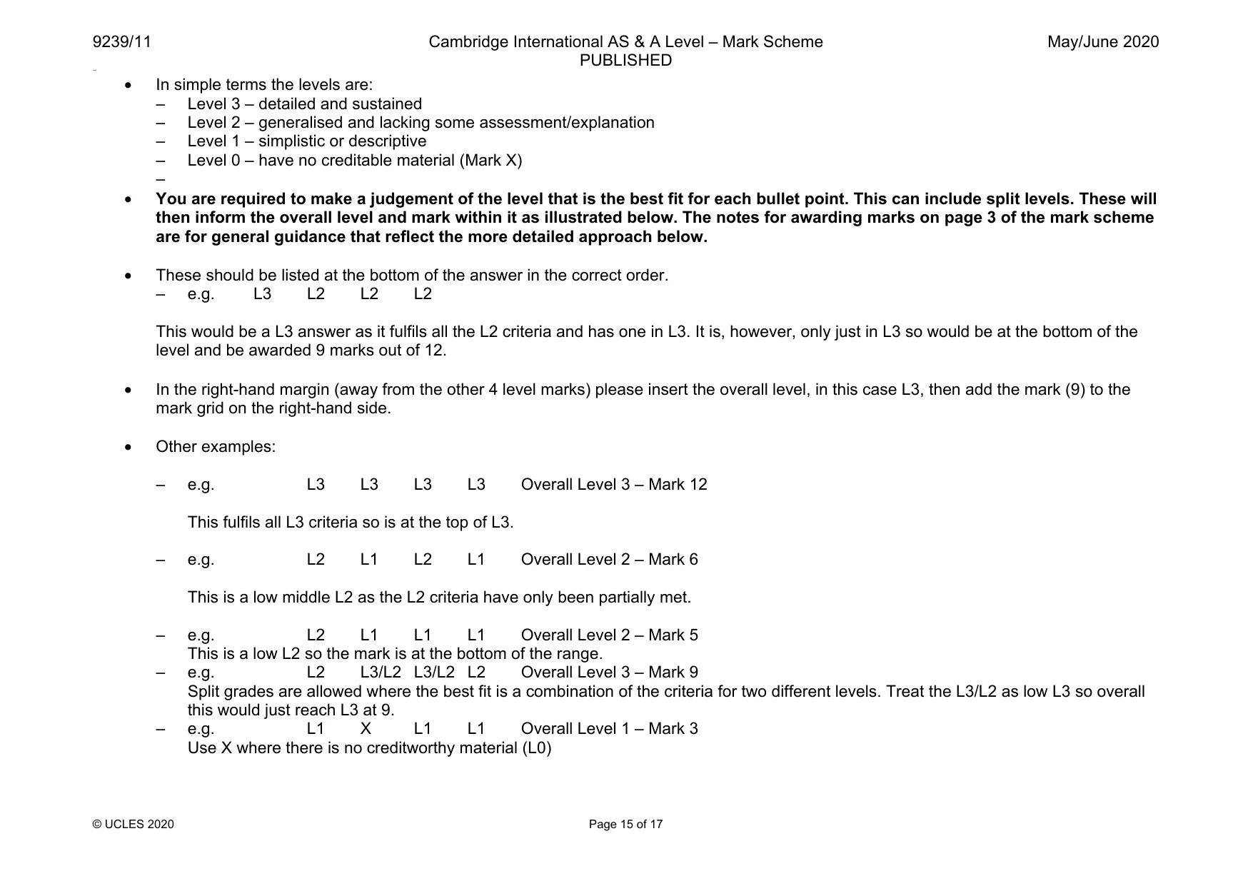 Mark scheme, page 15 of 17