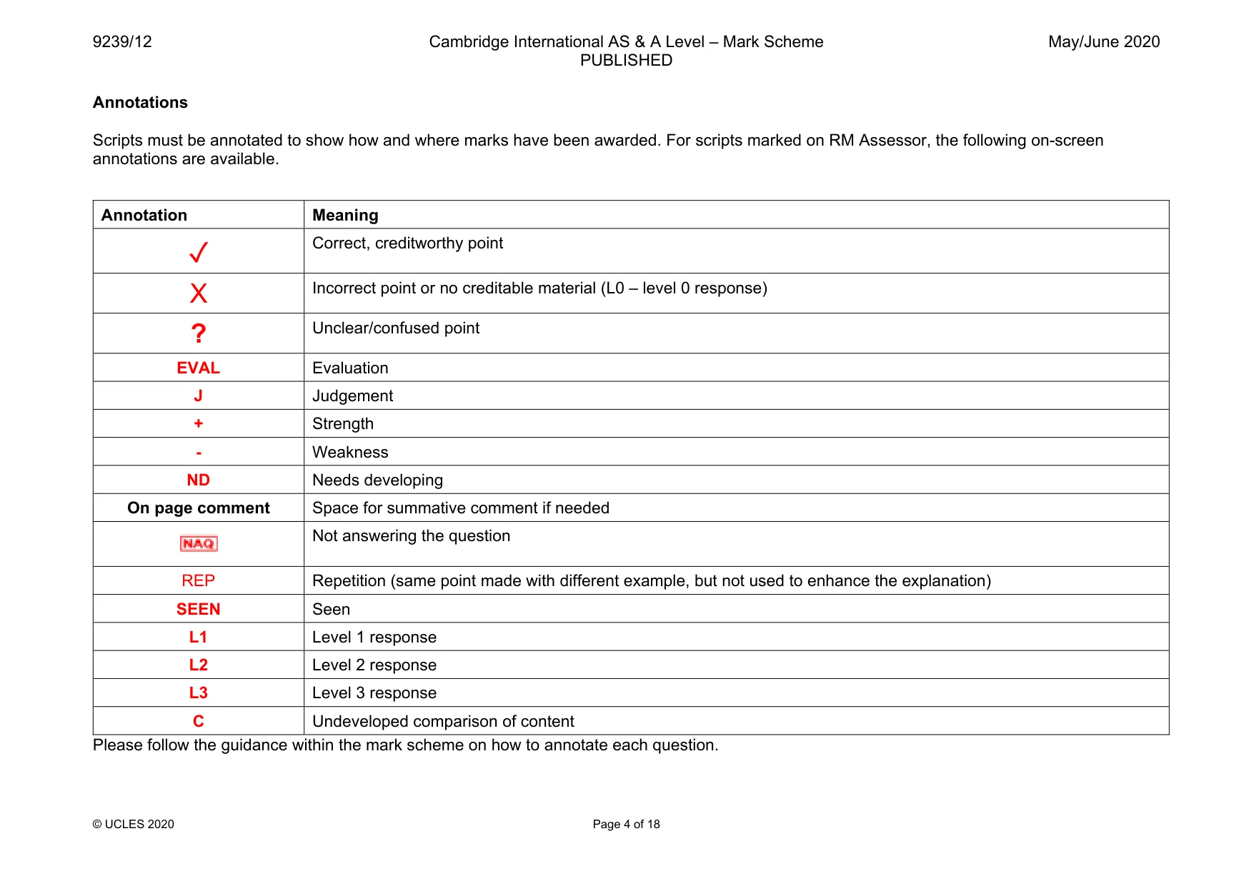Mark scheme, page 4 of 18