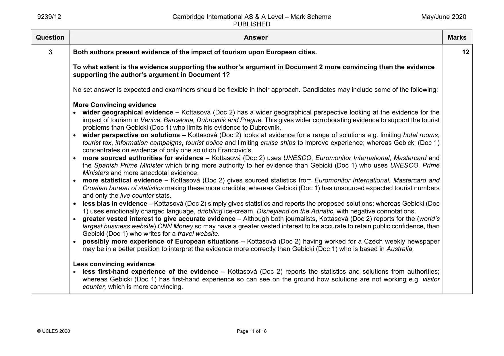 Mark scheme, page 11 of 18