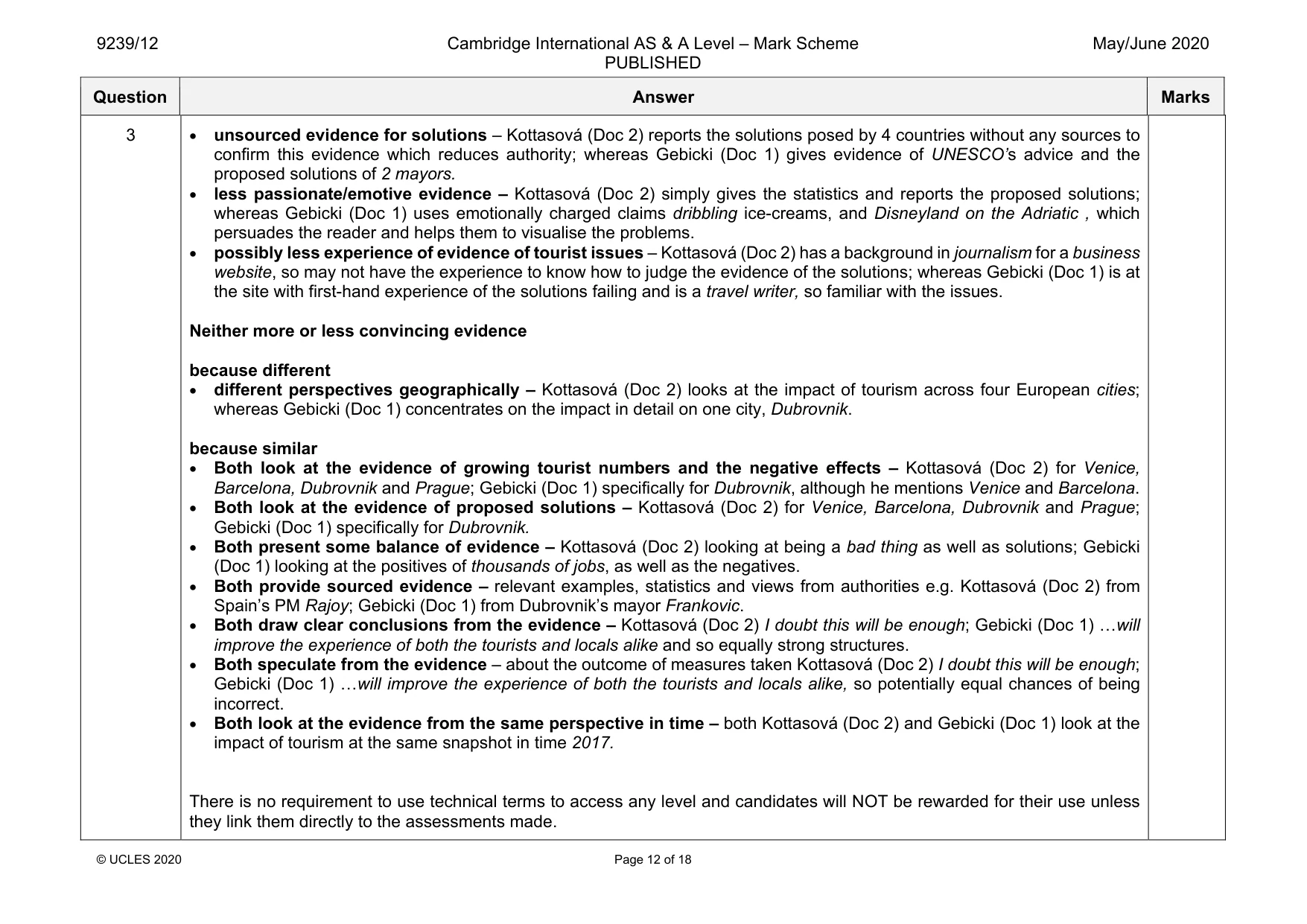 Mark scheme, page 12 of 18