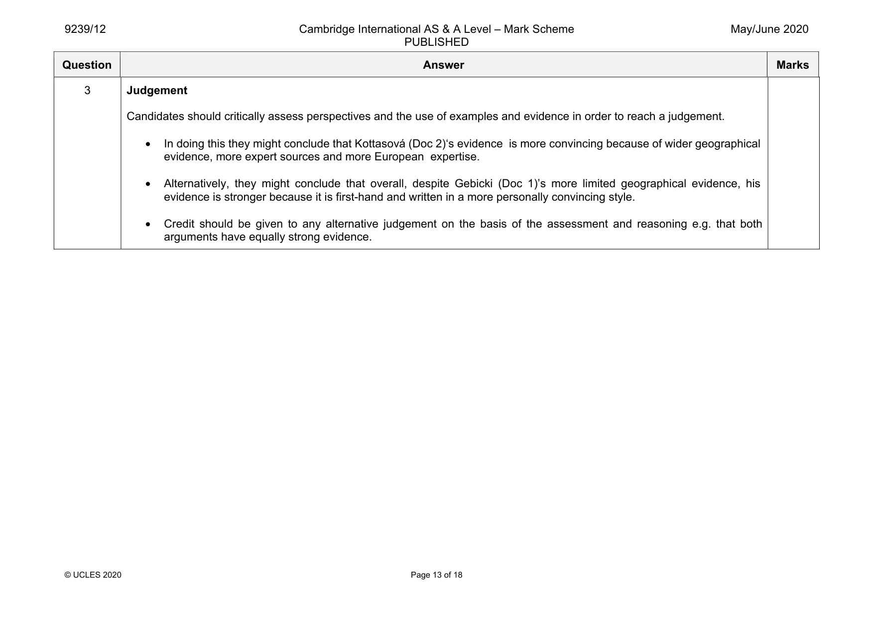 Mark scheme, page 13 of 18