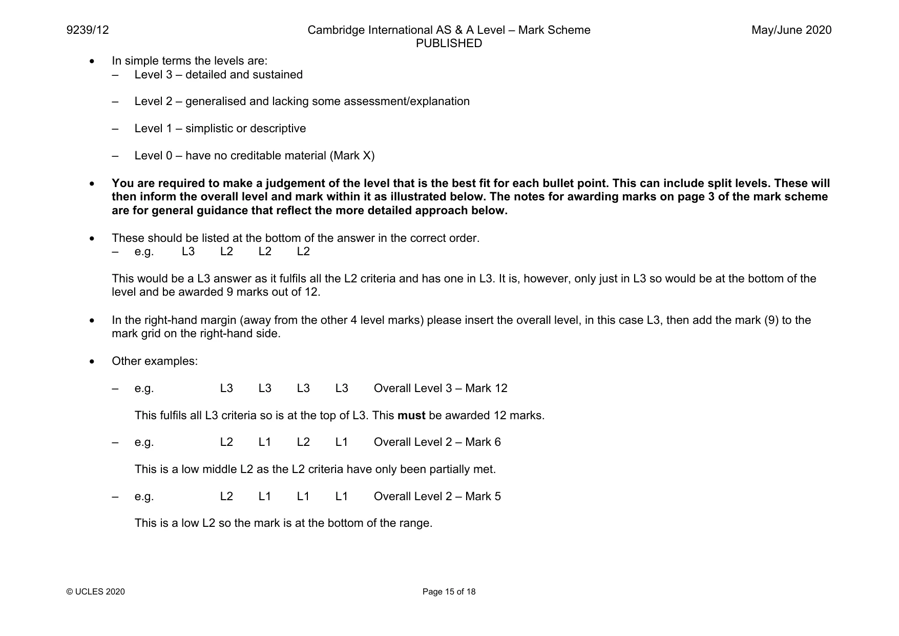 Mark scheme, page 15 of 18