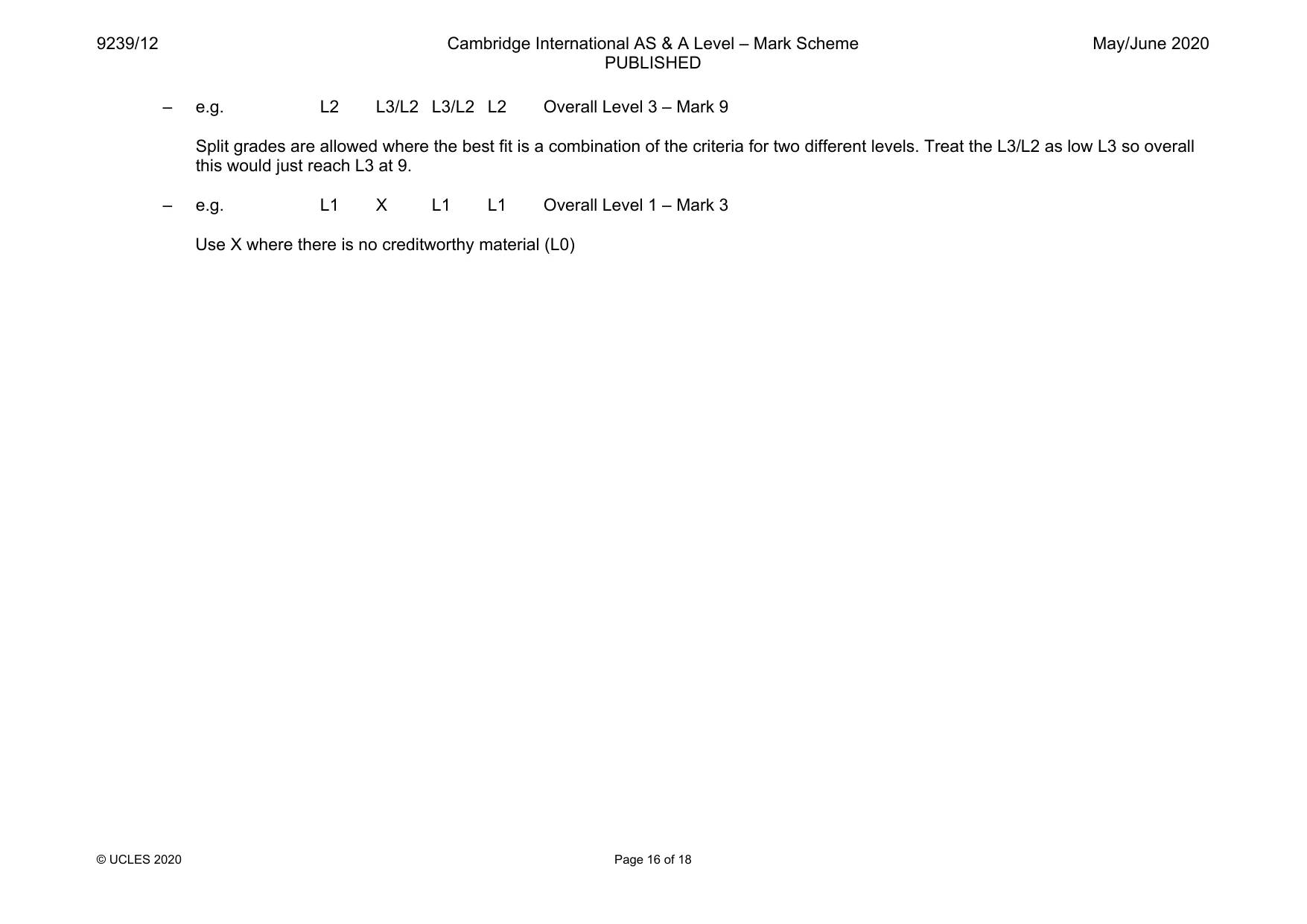 Mark scheme, page 16 of 18